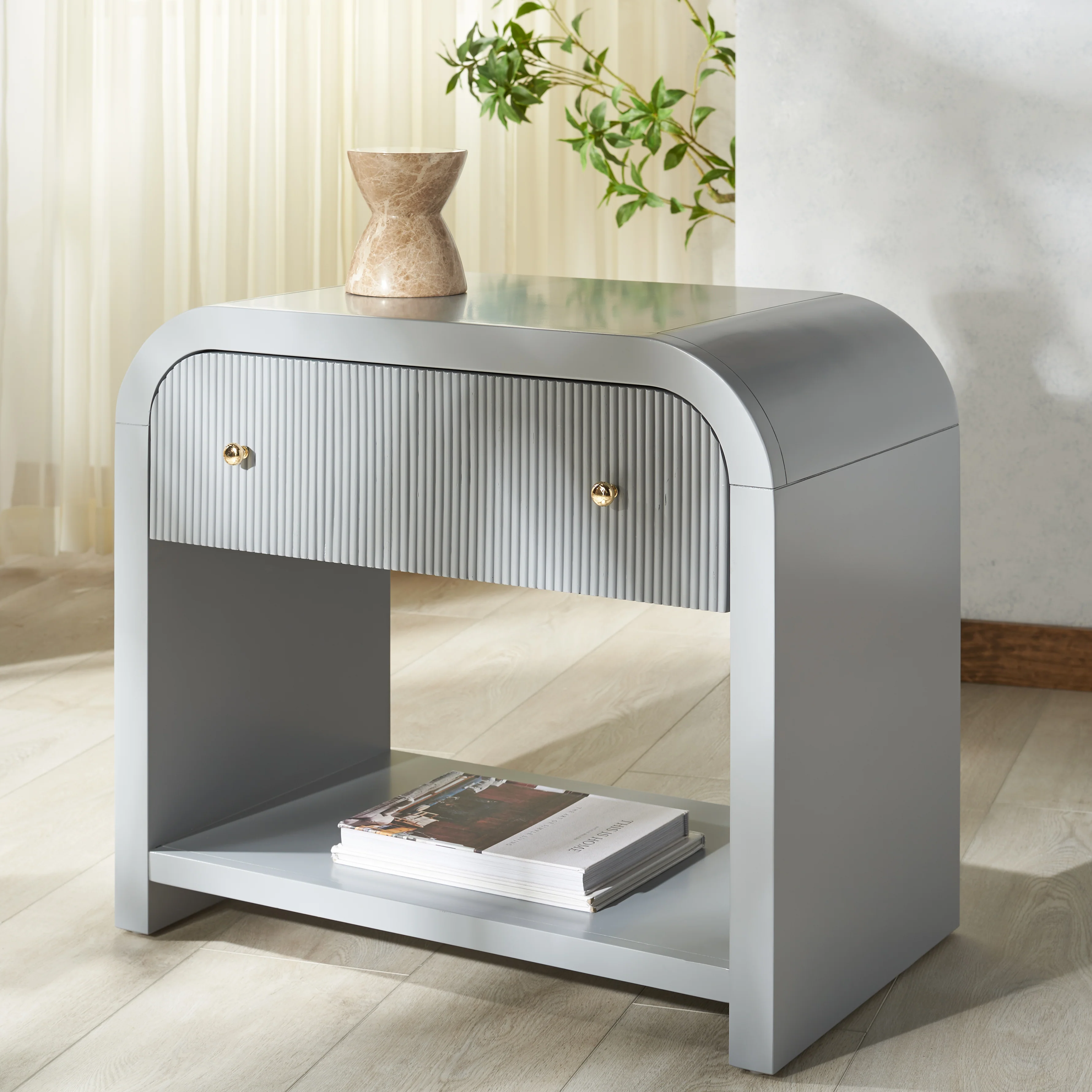 Liabella 1 Drawer Curved Nightstand - Image 7