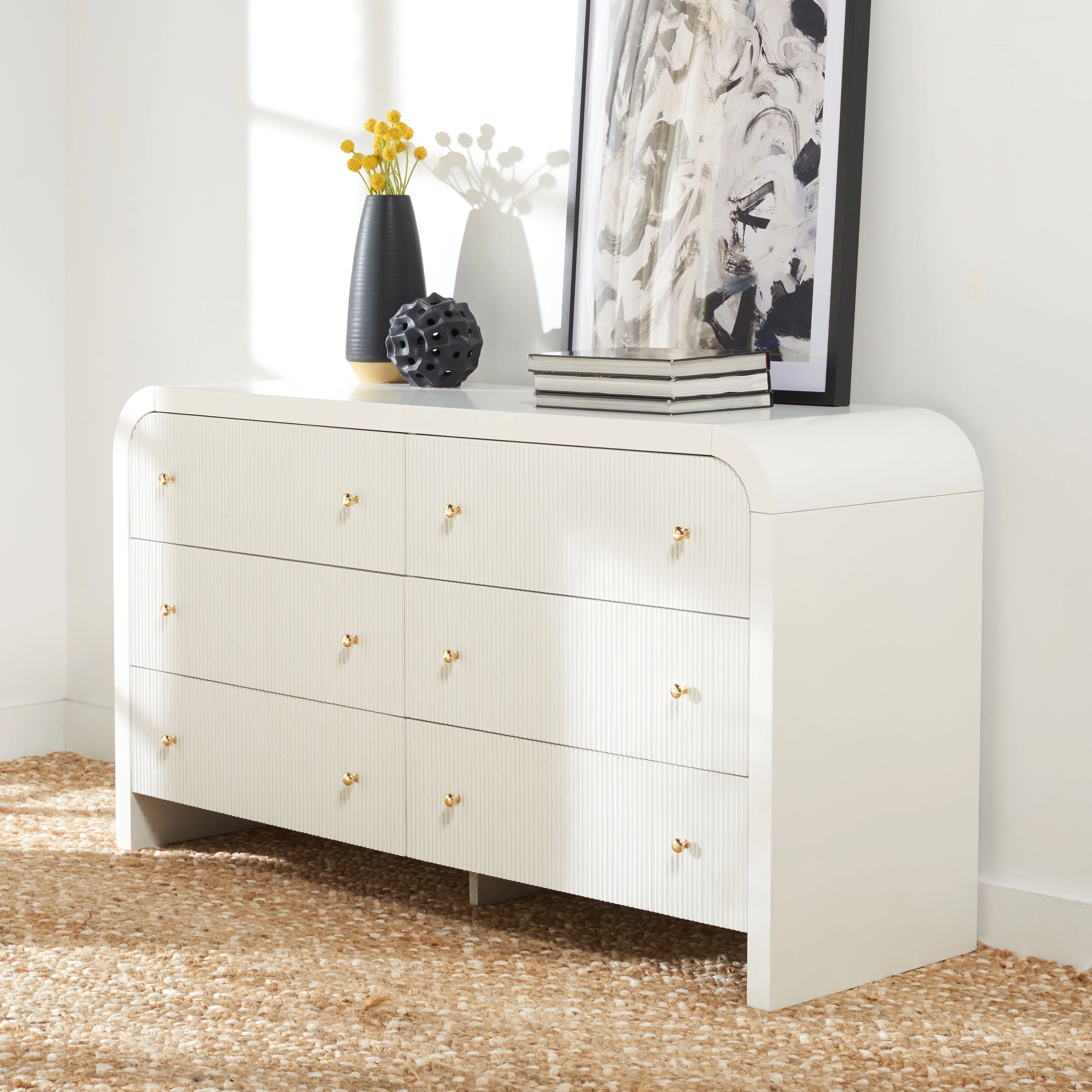 Liabella 6 Drawer Curved Dresser - Image 3