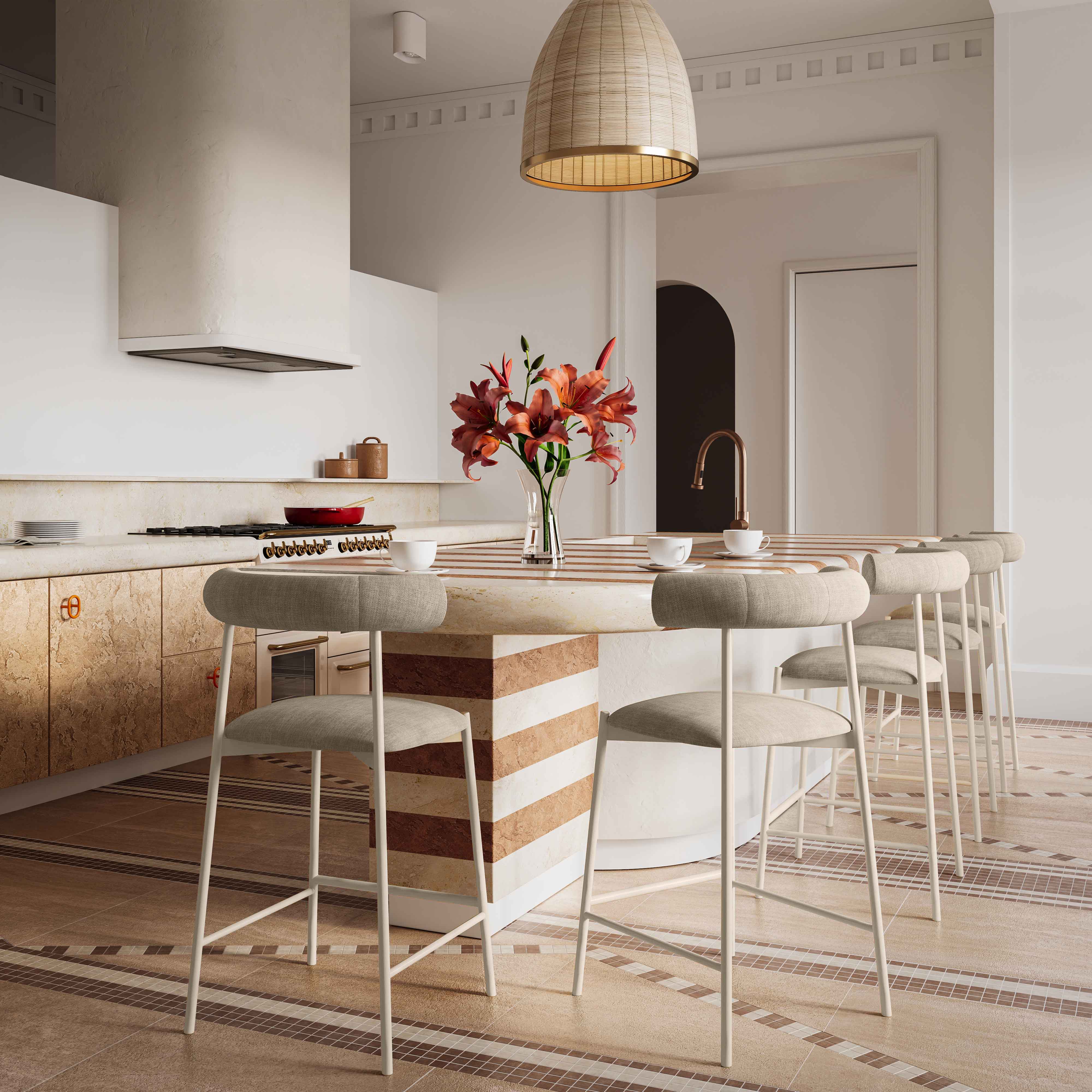 Liliana Taupe Velvet Counter Stool - Image 2