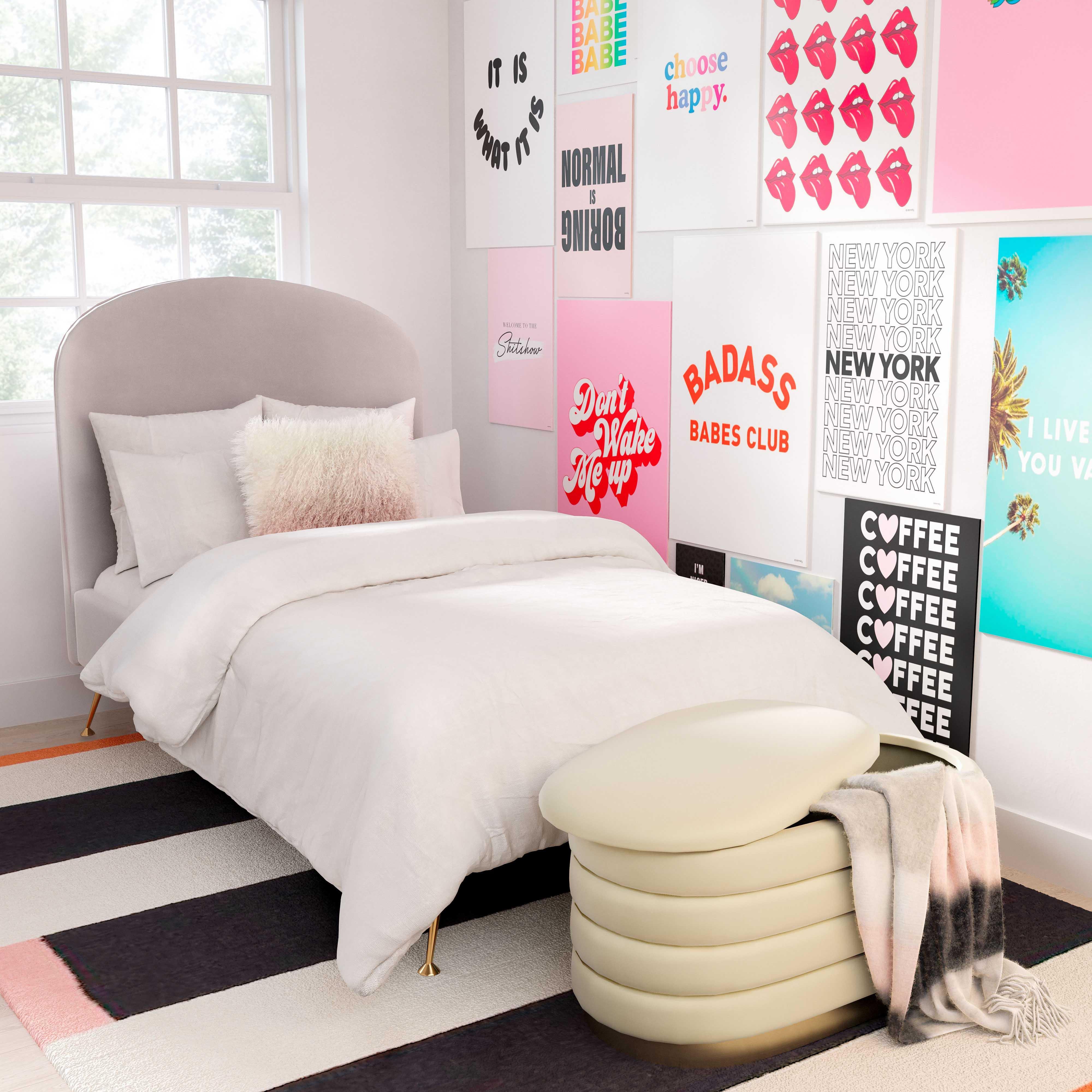 Lillian Cream Velvet Storage Bench - Image 2