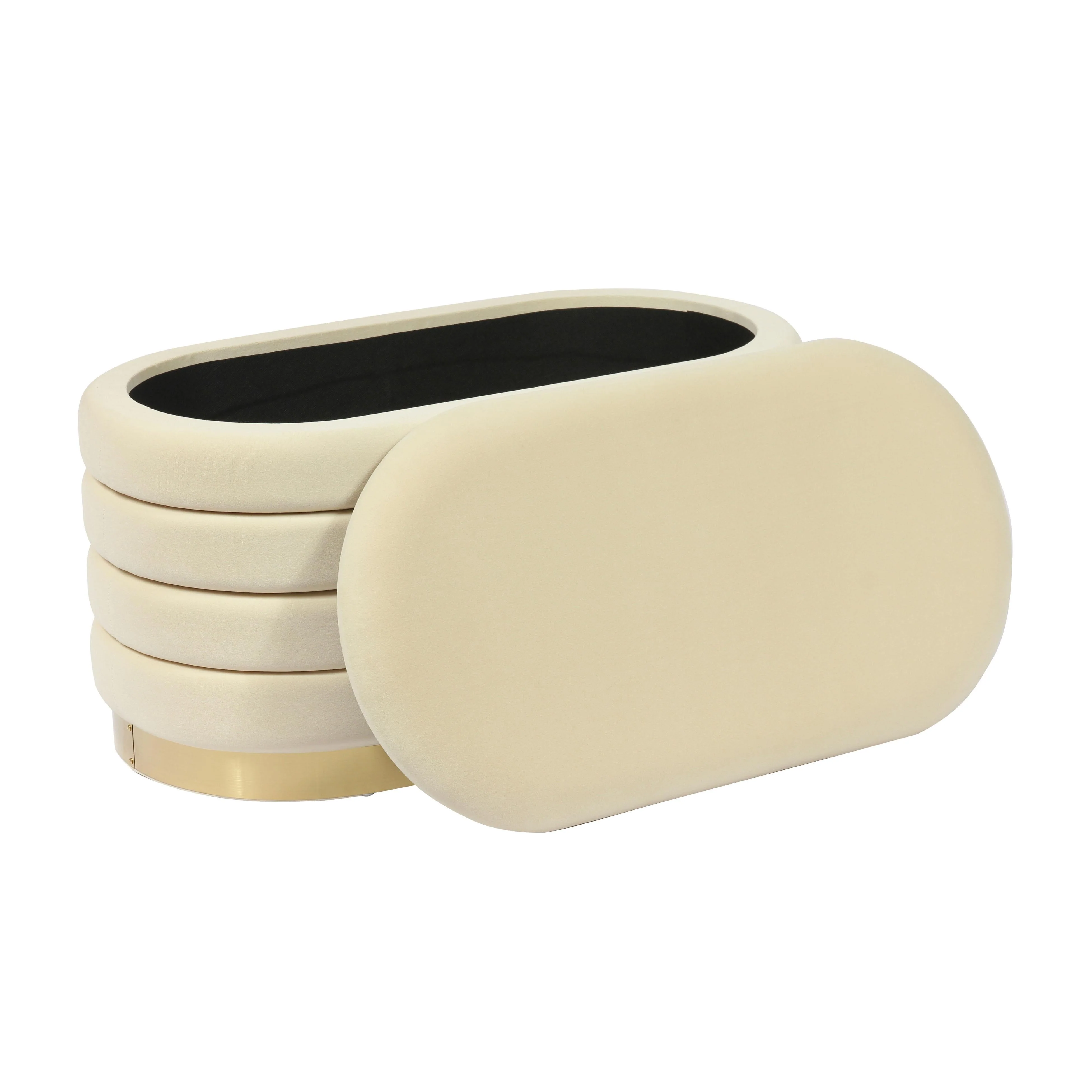 Lillian Cream Velvet Storage Bench - Image 3