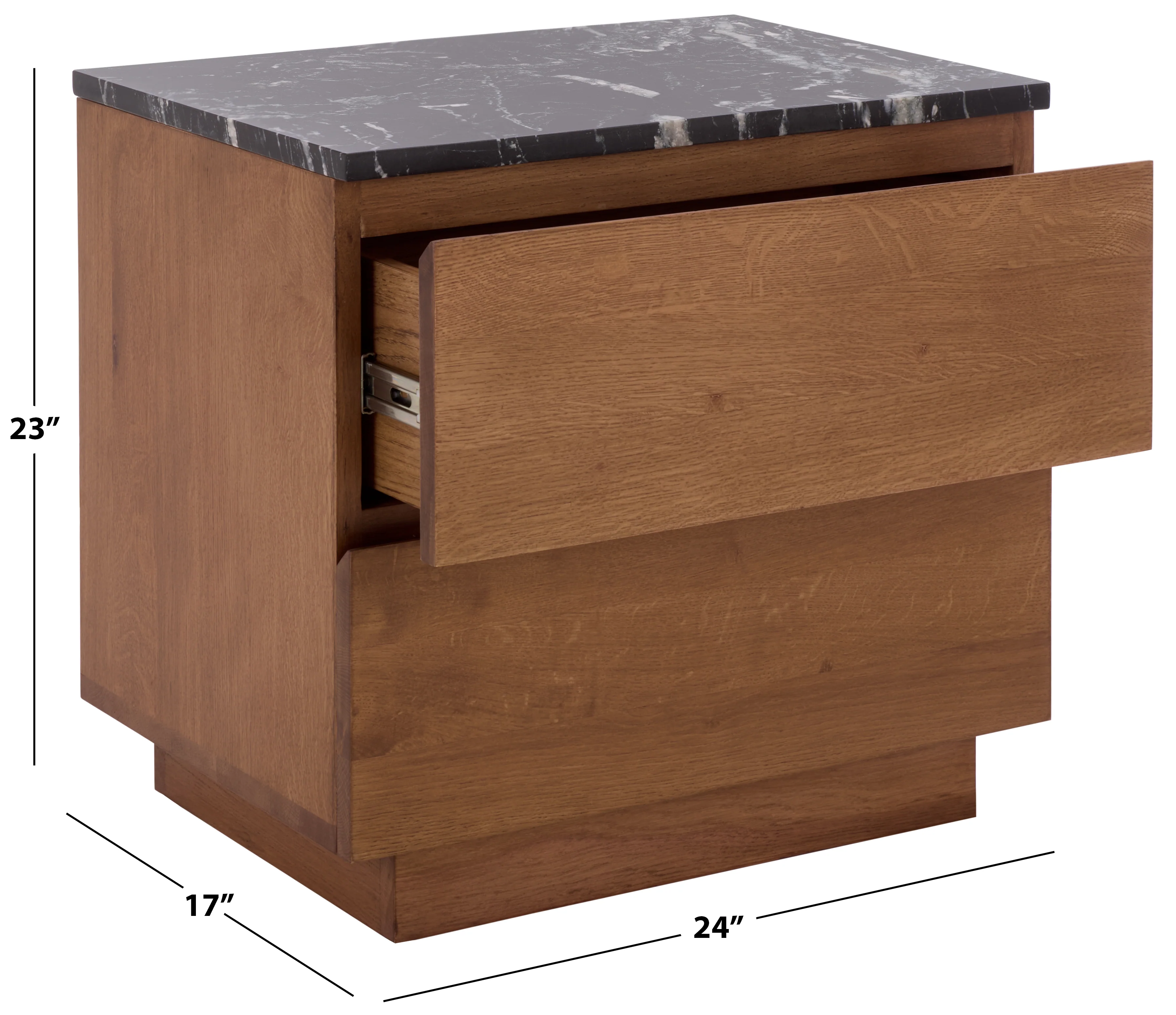 Lilybelle Marble Top 2 Drawer Nightstand - Image 7