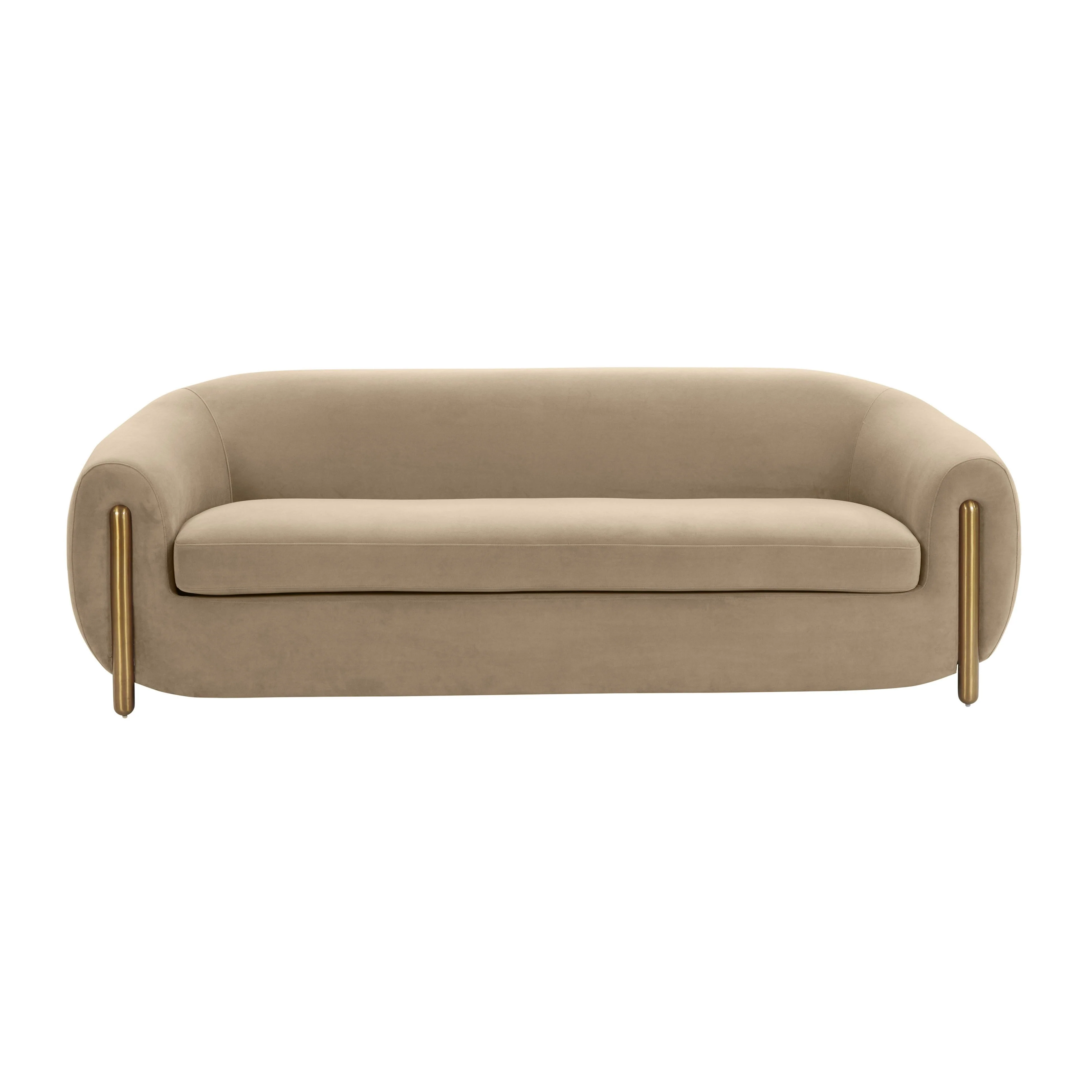 Lina Cafe Au Lait Brown Velvet Sofa - Image 3