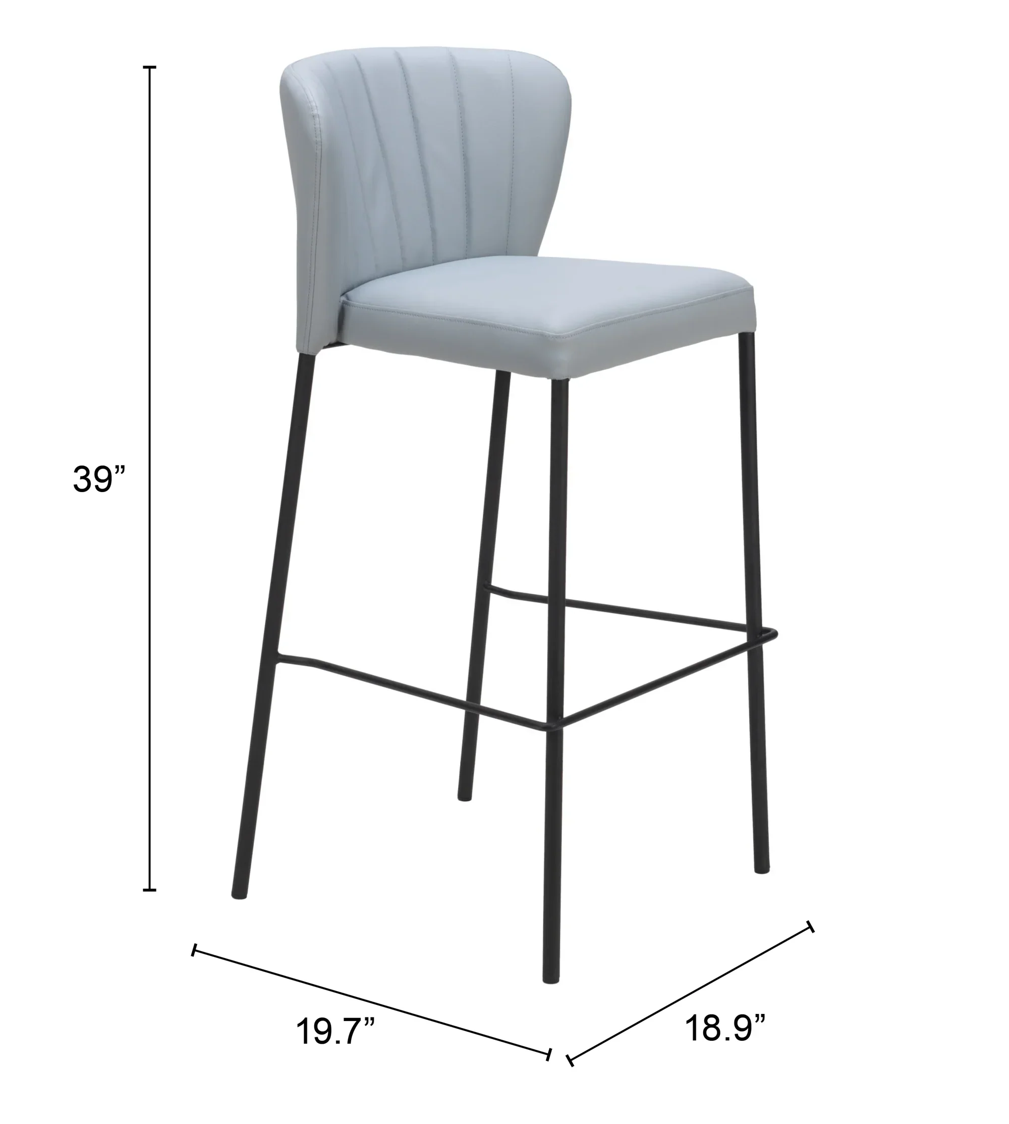 Linz Barstool (Set of 2) Gray - Image 6
