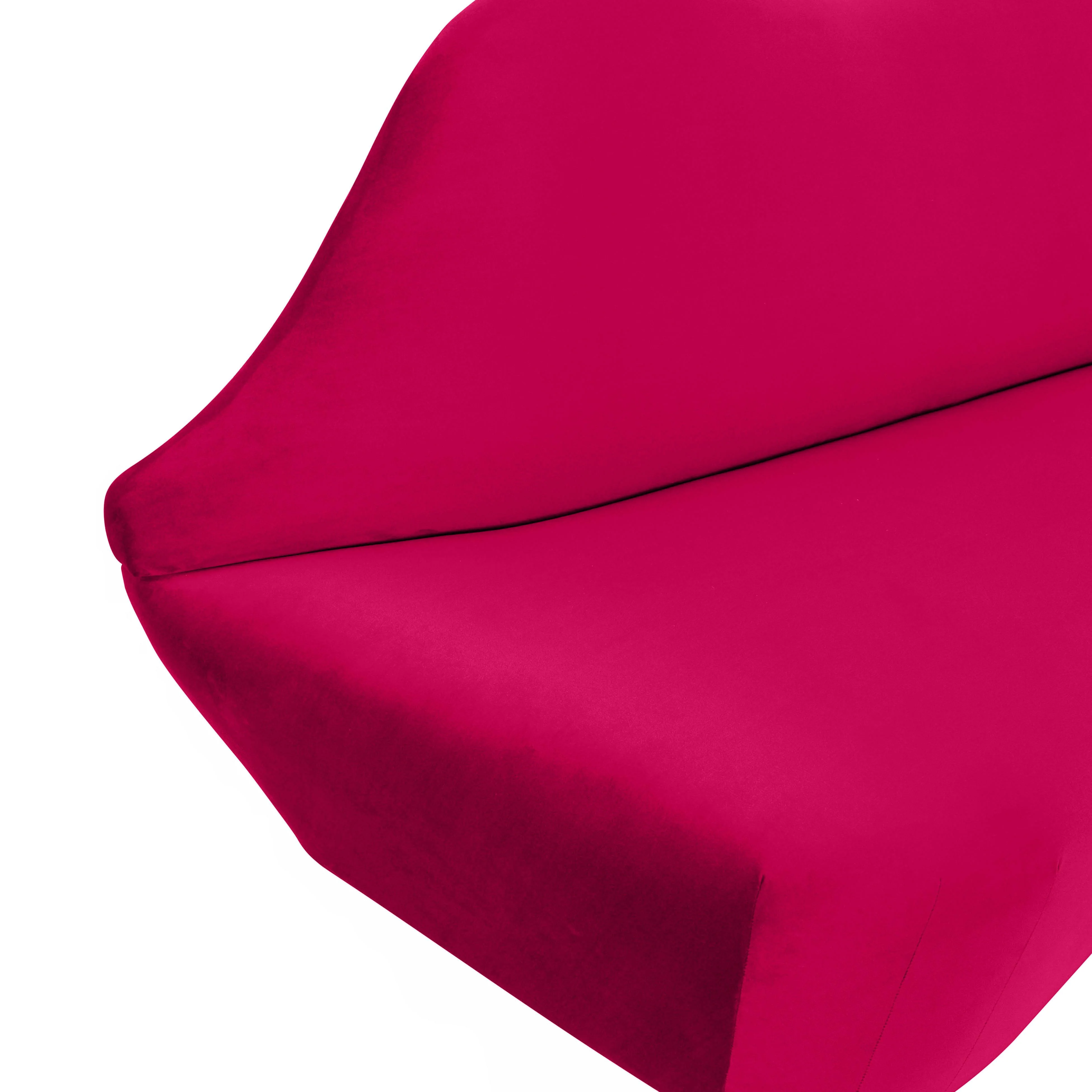 Lips Hot Pink Velvet Settee - Image 5