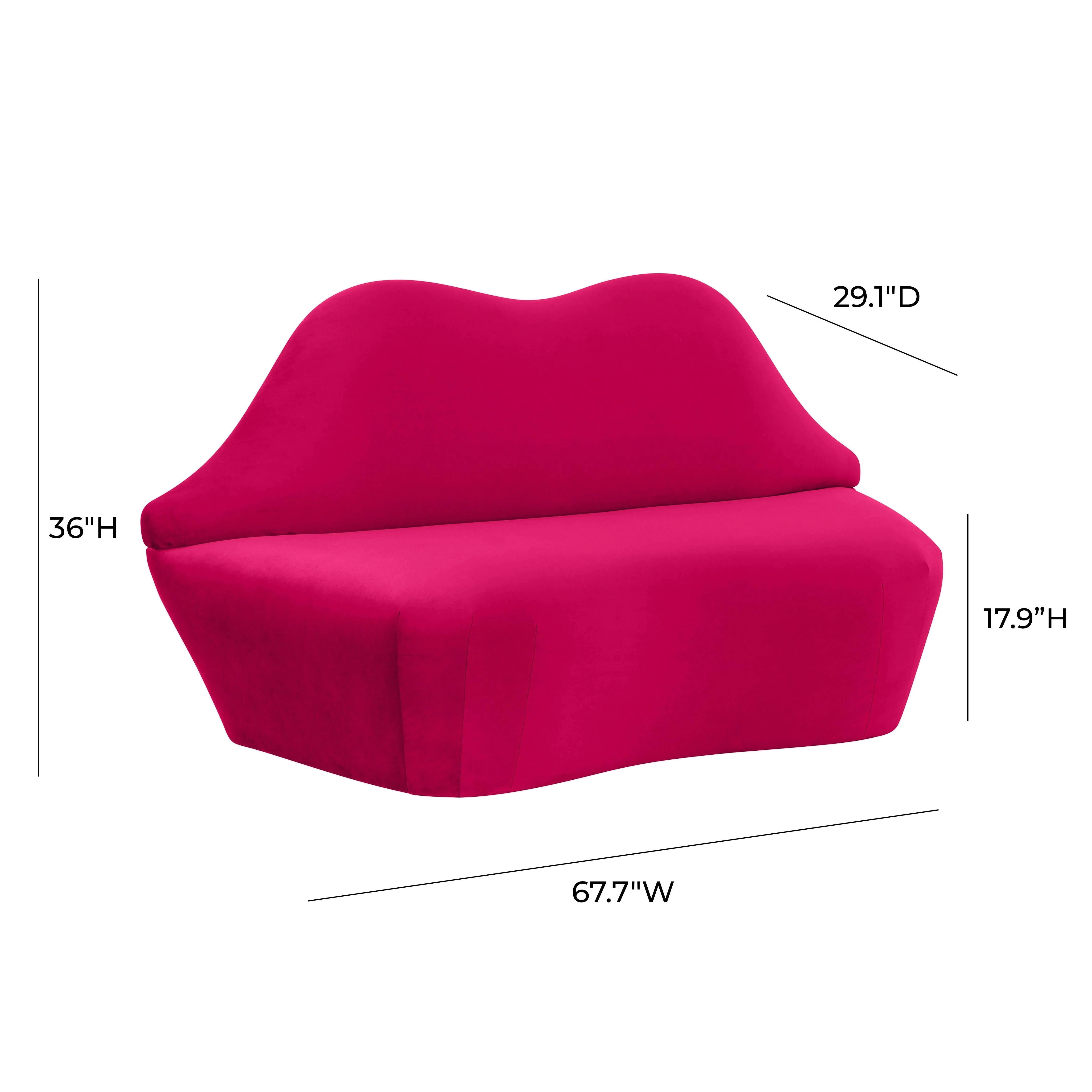 Lips Hot Pink Velvet Settee - Image 6