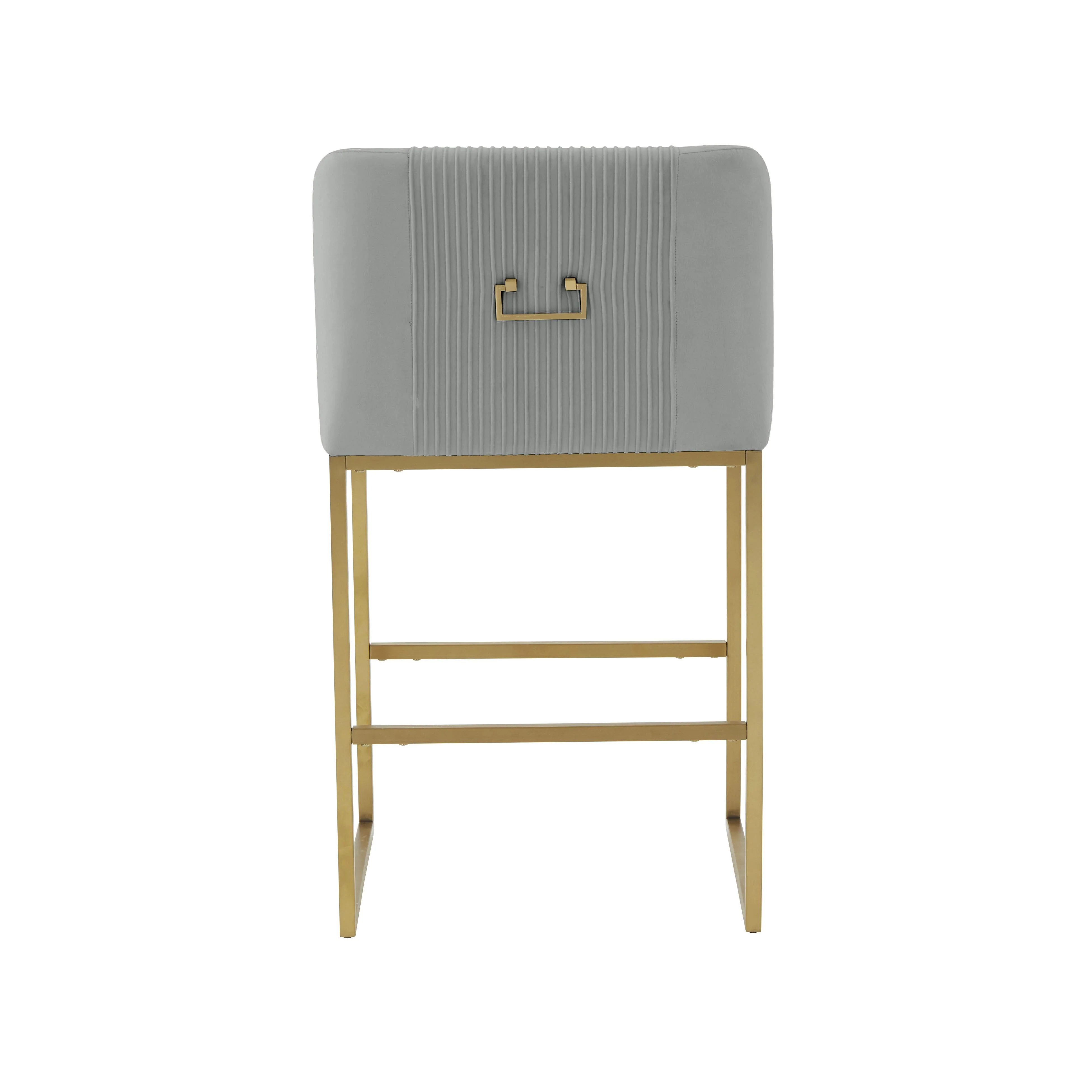 Lisa Grey Pleated Velvet Counter Stool - Image 4
