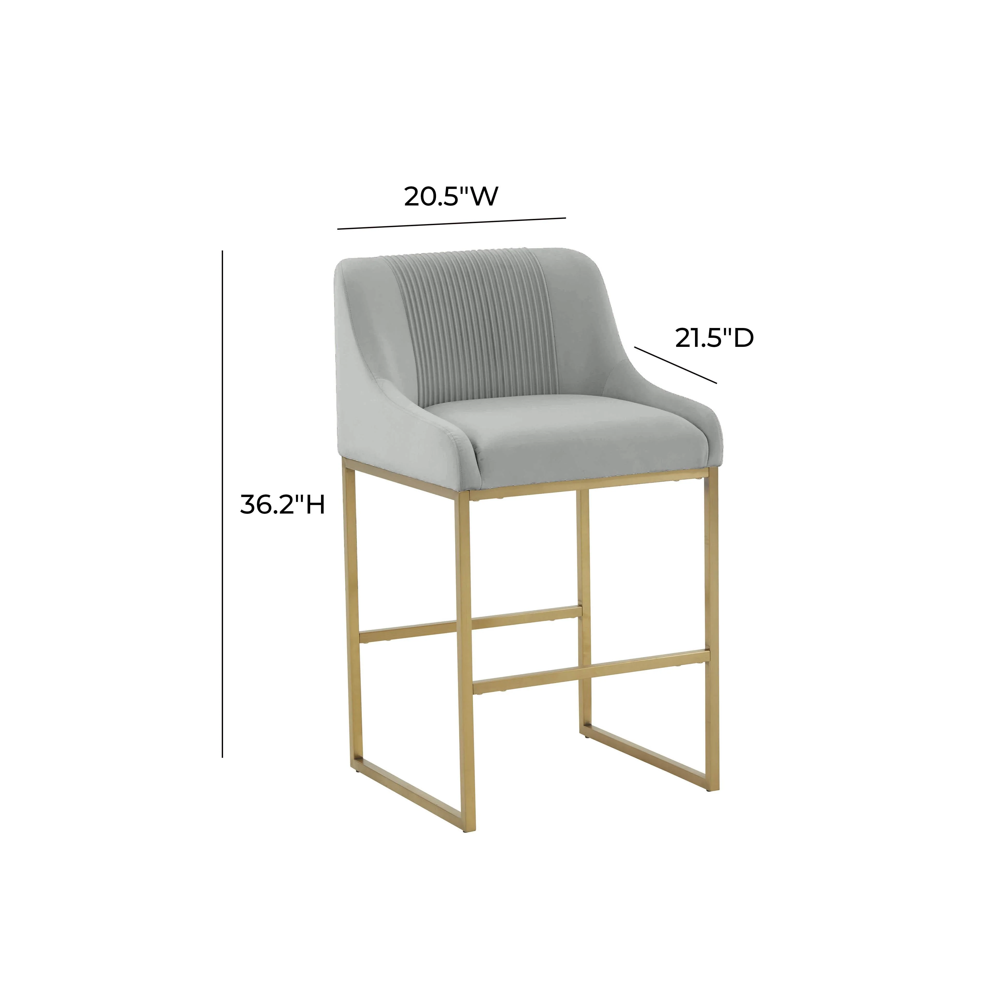 Lisa Grey Pleated Velvet Counter Stool - Image 5