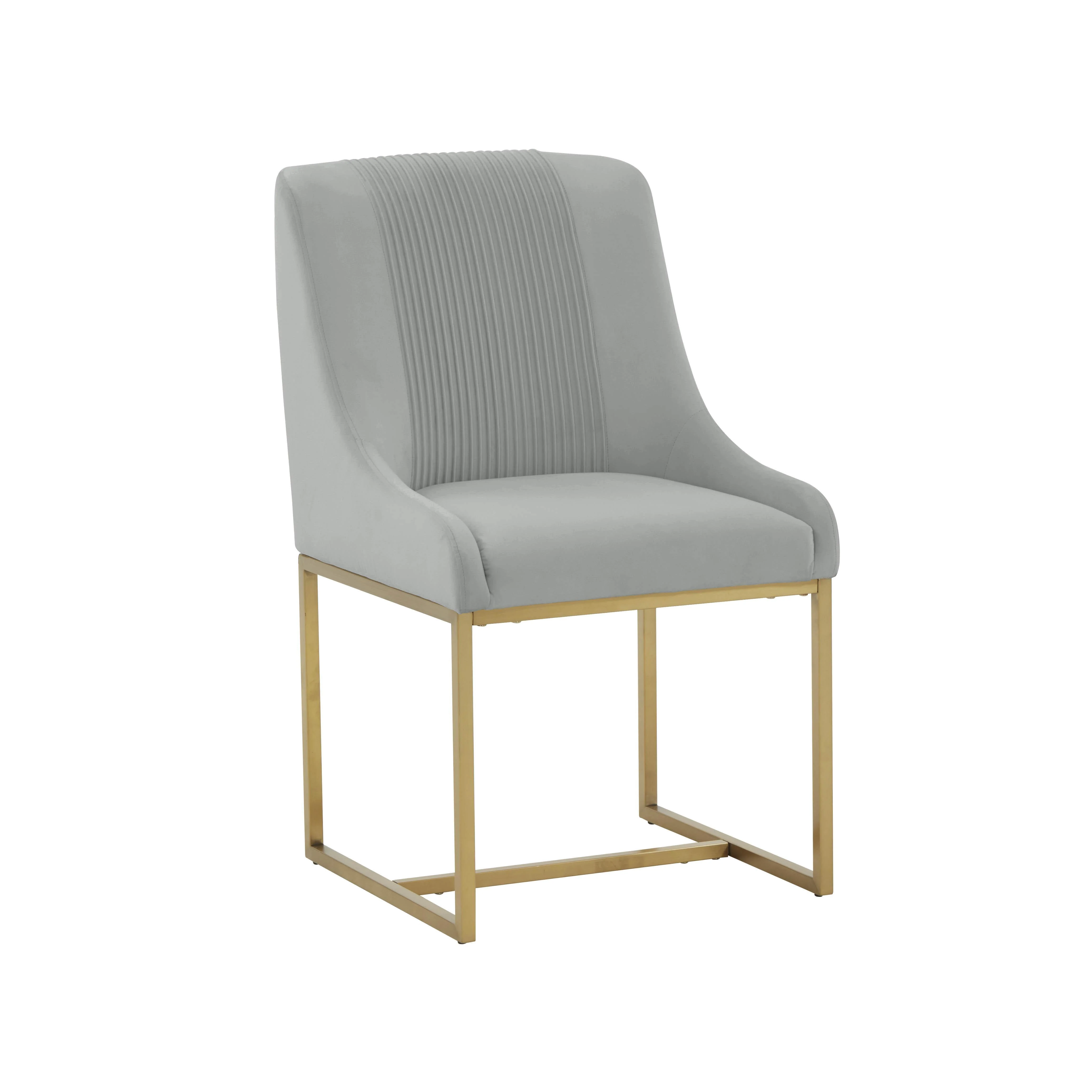 Lisa Grey Pleated Velvet  Dining Chair - Set of 2