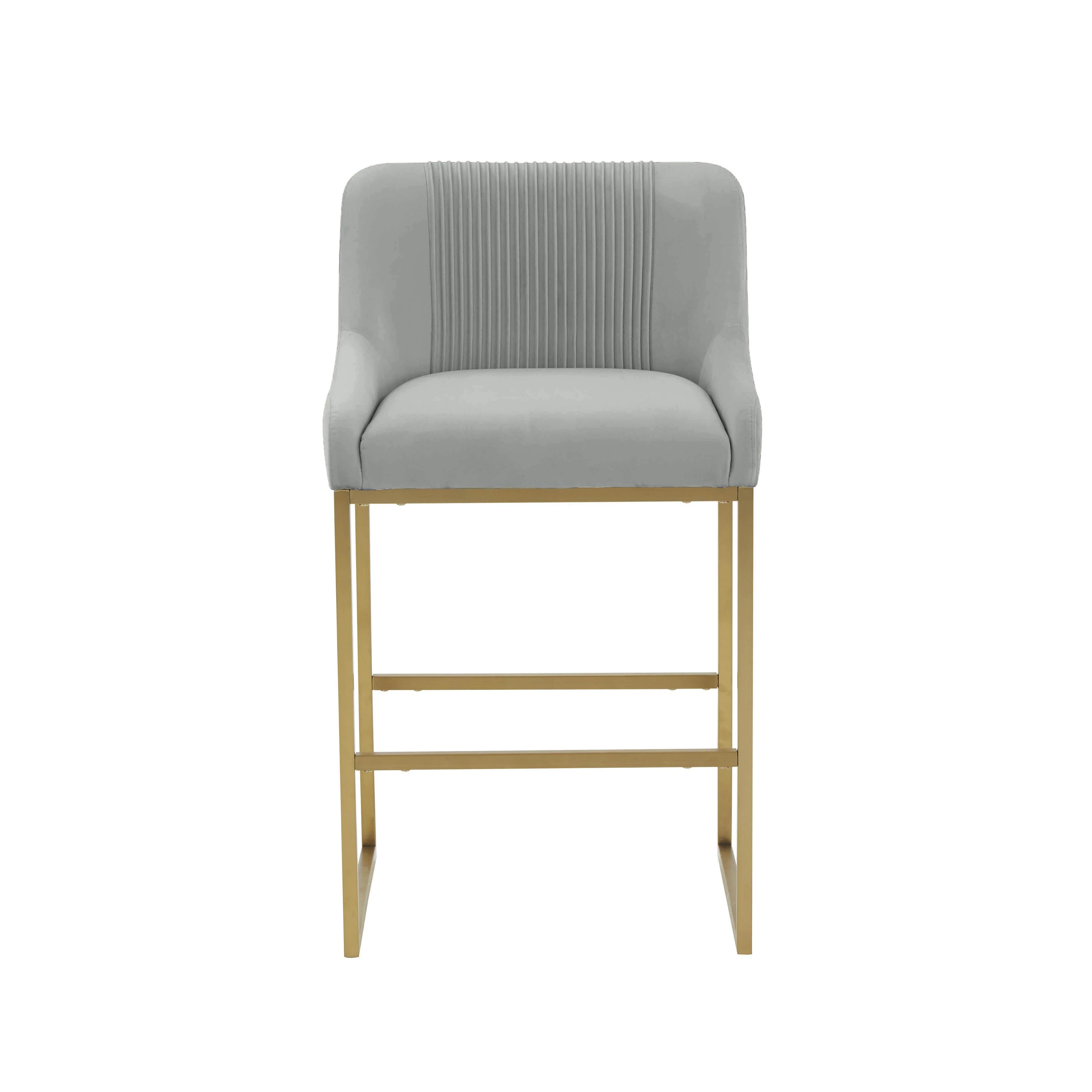 Lisa Grey Pleated Velvet  Dining Chair - Set of 2 - Image 3
