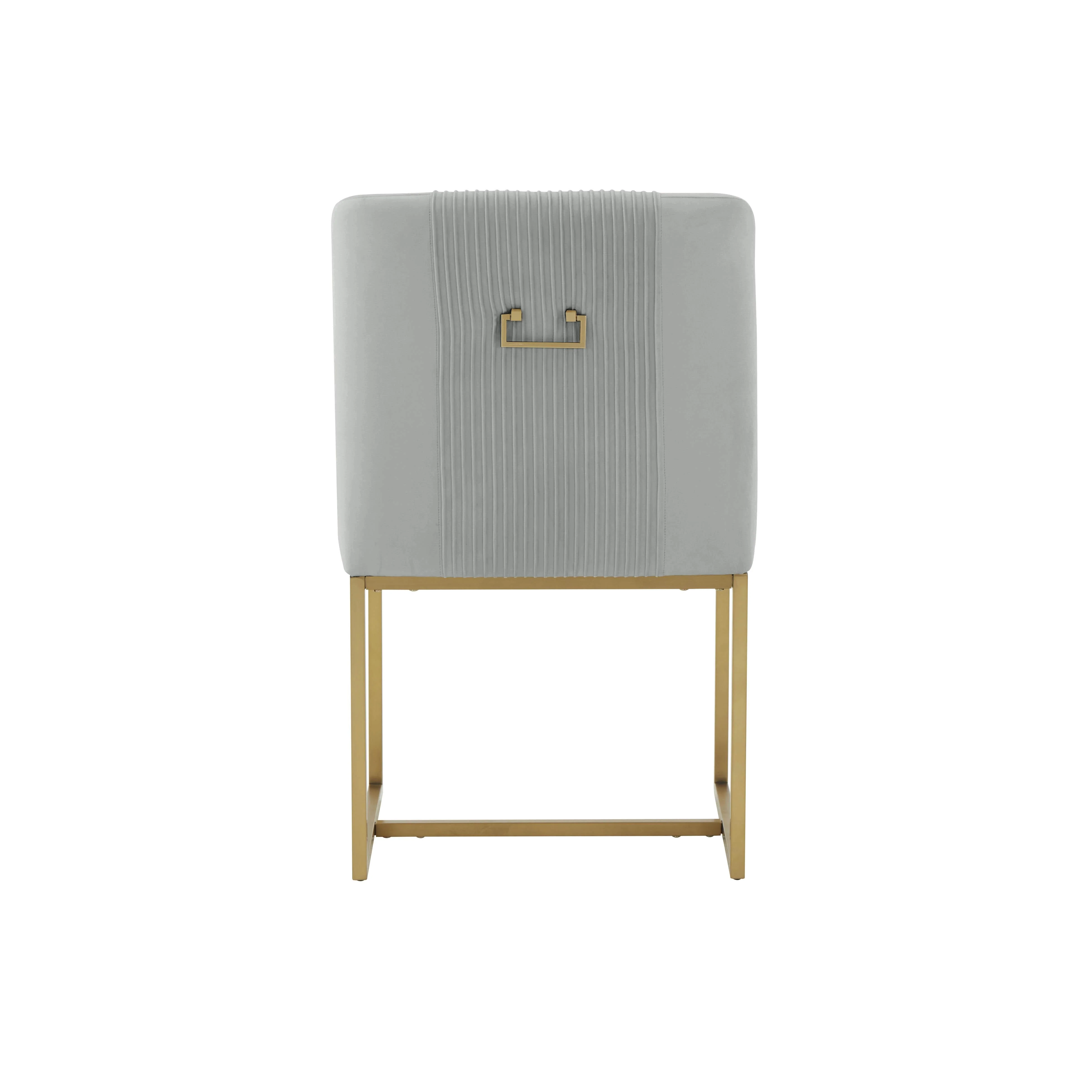 Lisa Grey Pleated Velvet  Dining Chair - Set of 2 - Image 5