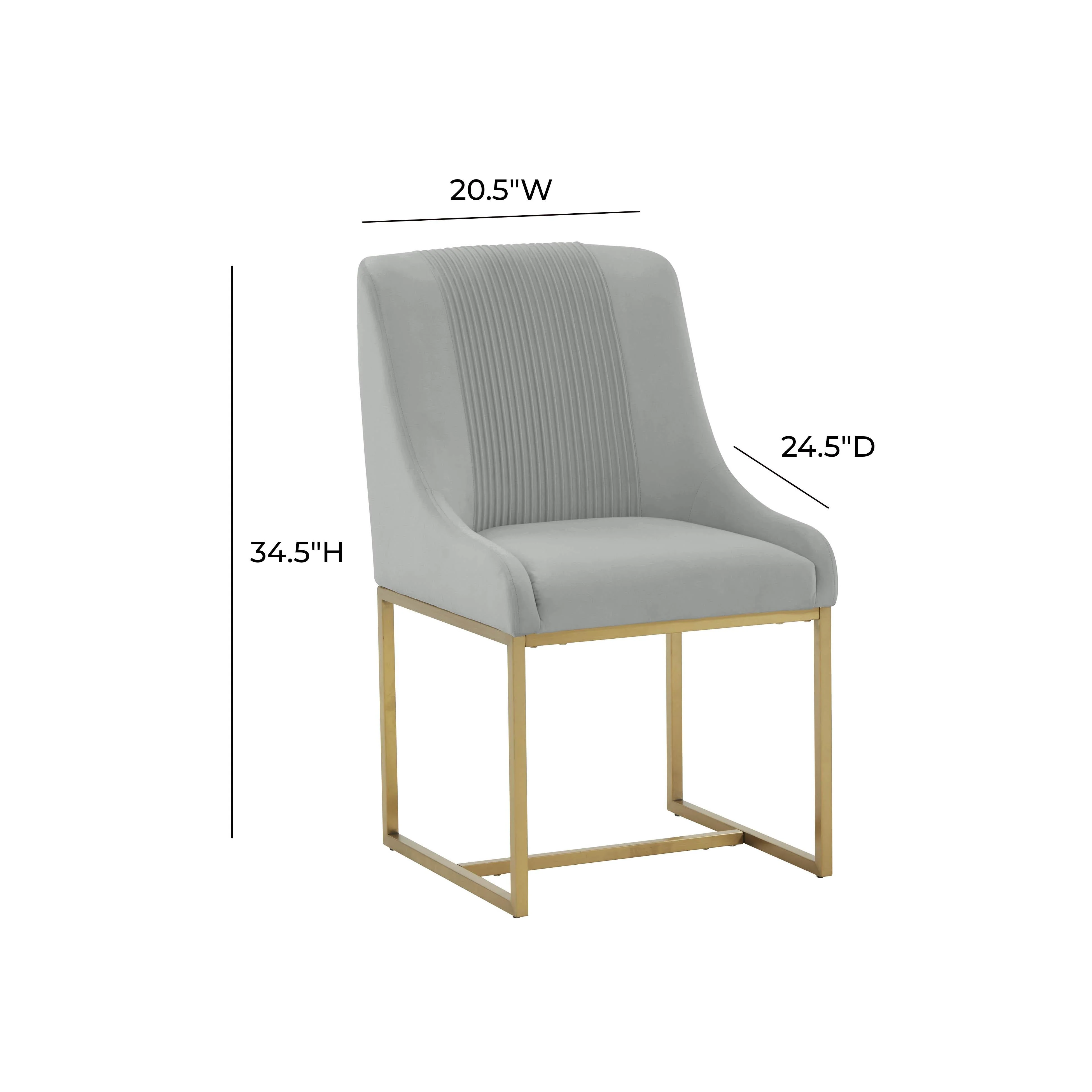 Lisa Grey Pleated Velvet  Dining Chair - Set of 2 - Image 6