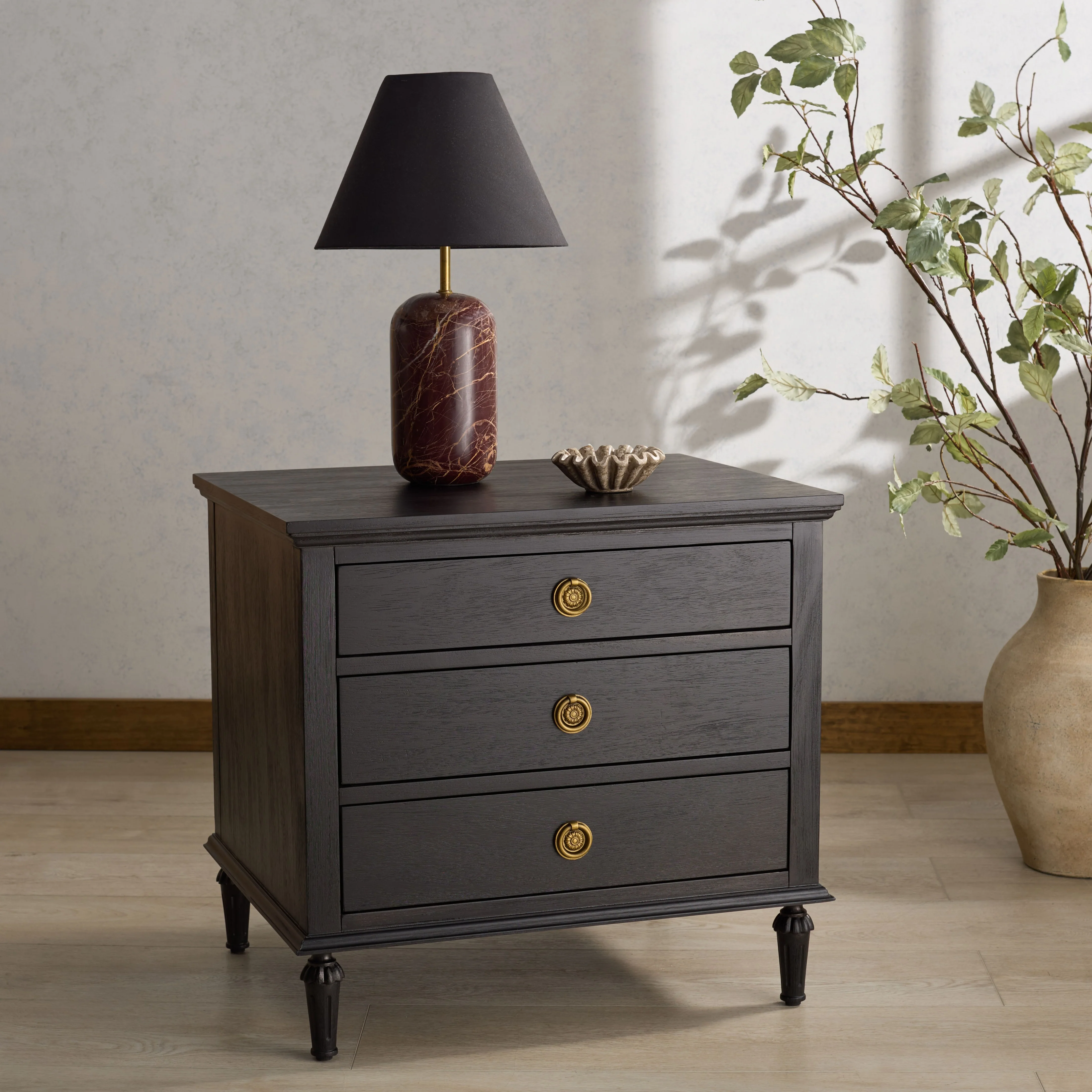 Lisabet 3 Drawer Wood Nightstand - Image 9