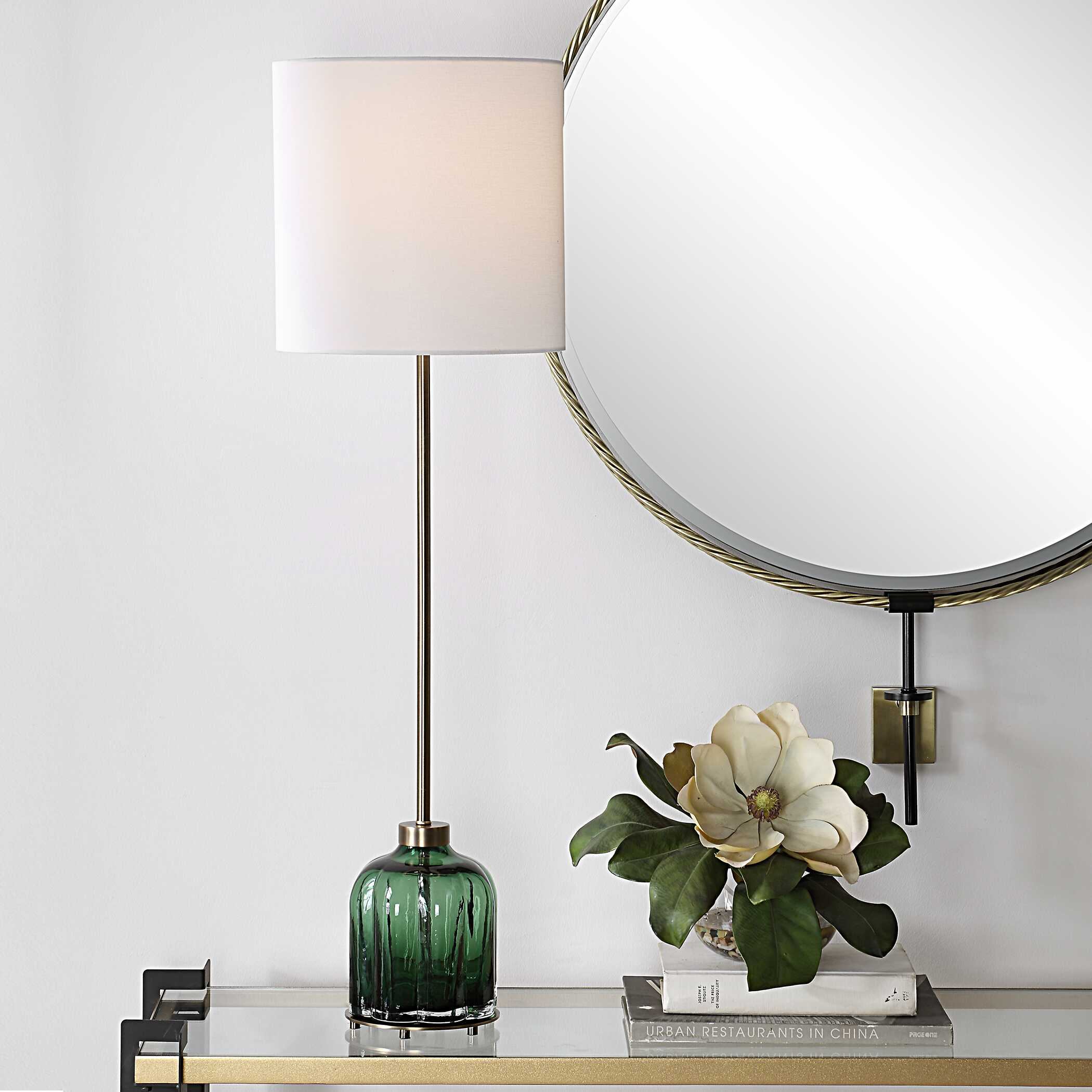 Lois Green Glass Buffet Lamp - Image 2
