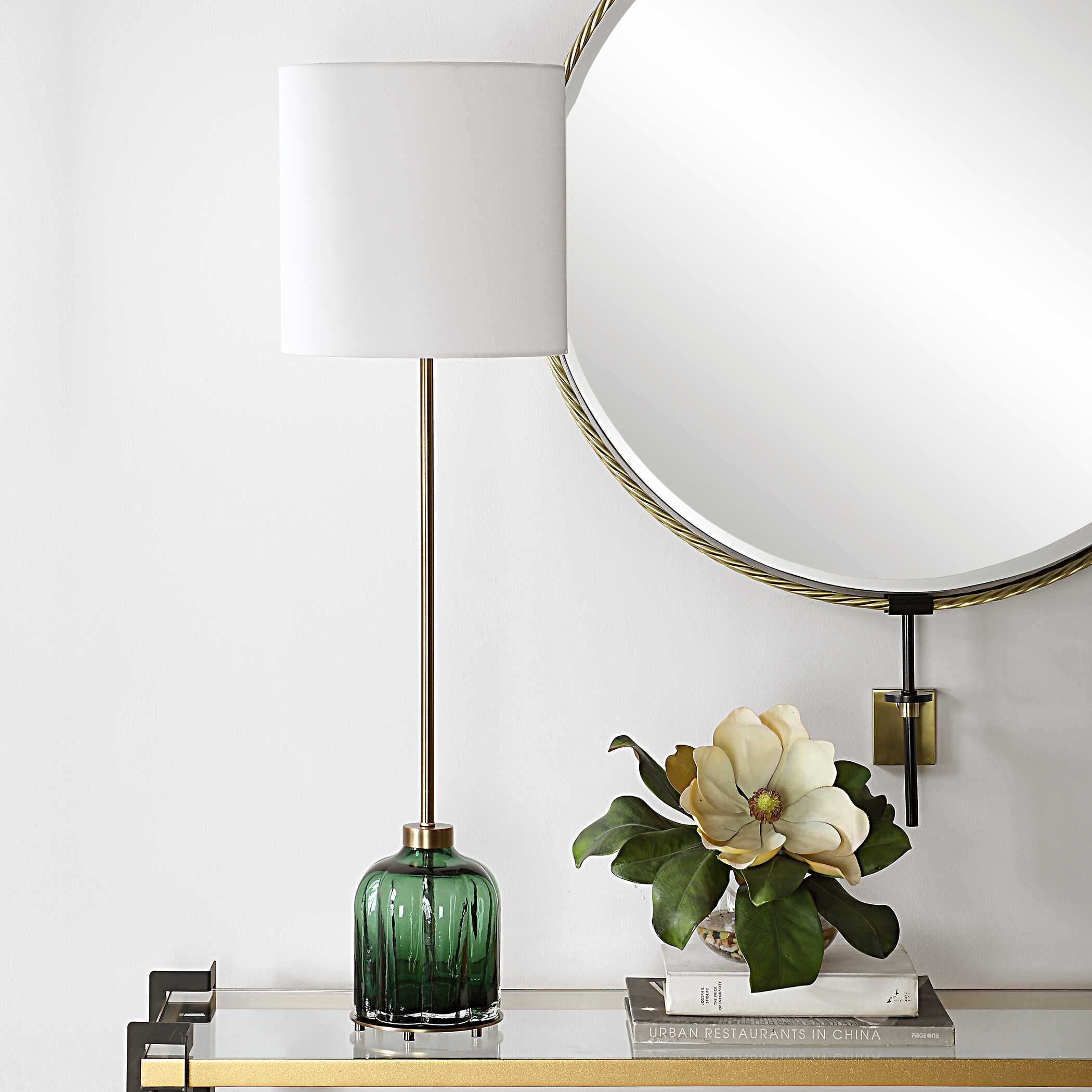 Lois Green Glass Buffet Lamp - Image 3