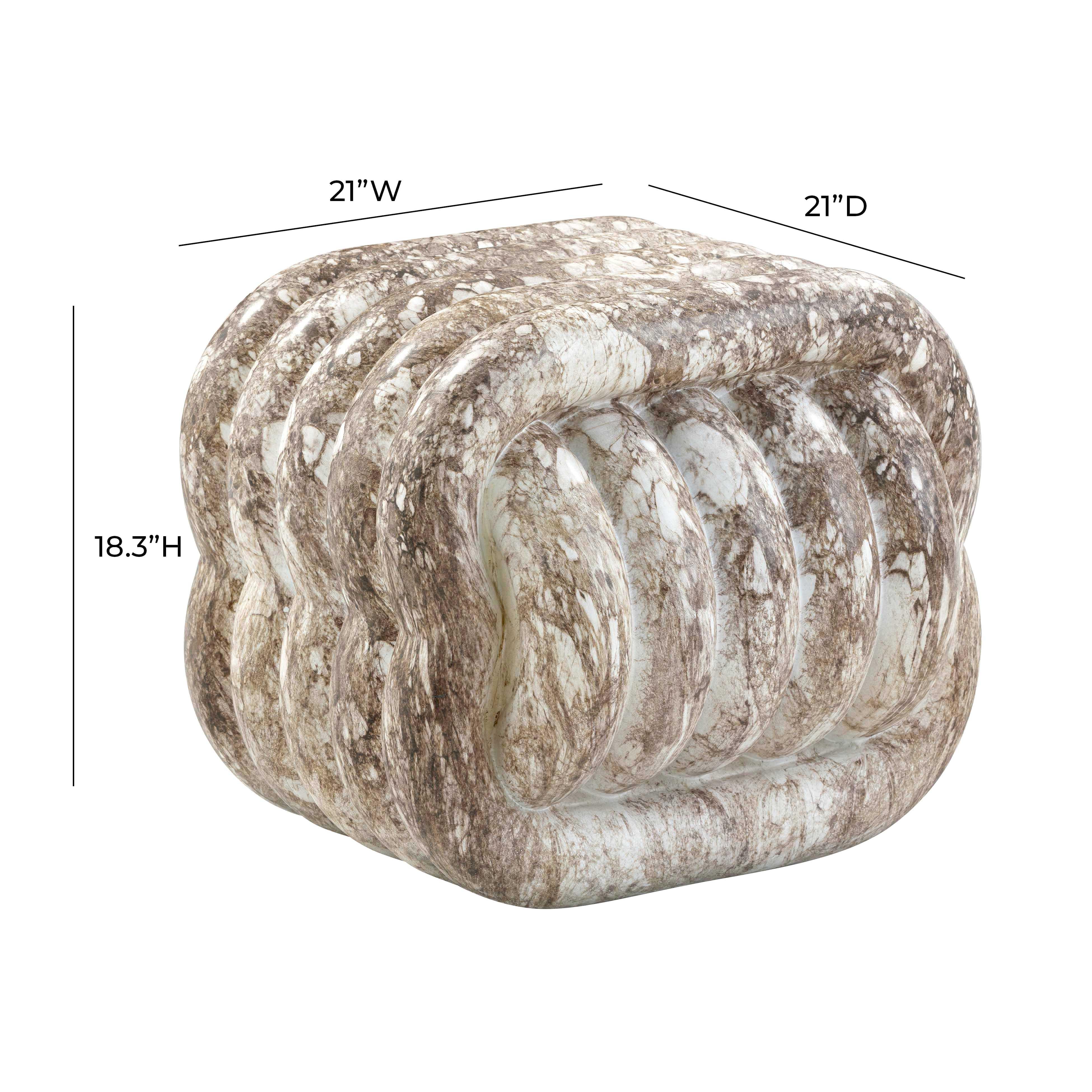 Love Knot Grey Faux Marble Indoor / Outdoor Accent Stool - Image 7