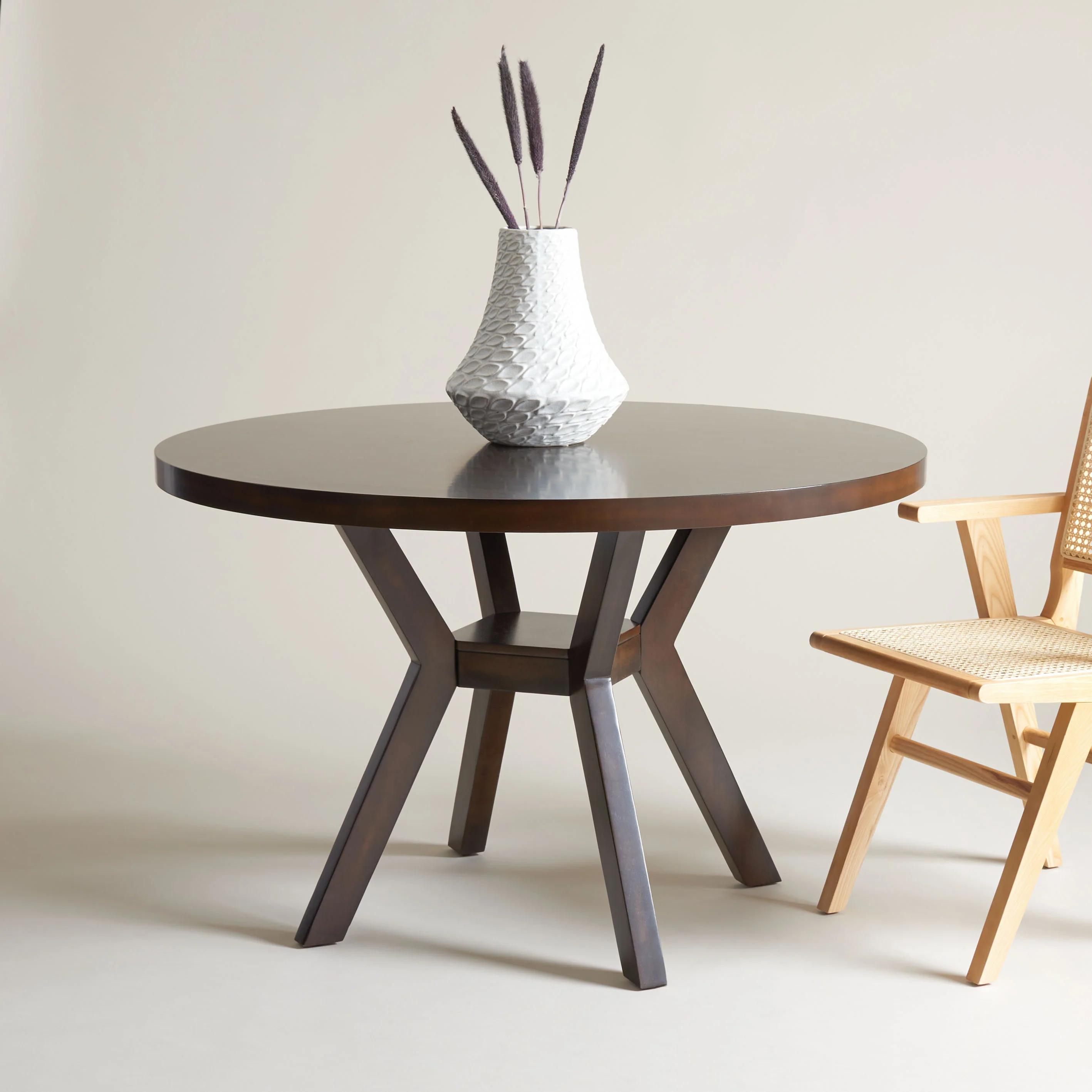 Luis Round Wood Dining Table/ Dark Brown - Image 2