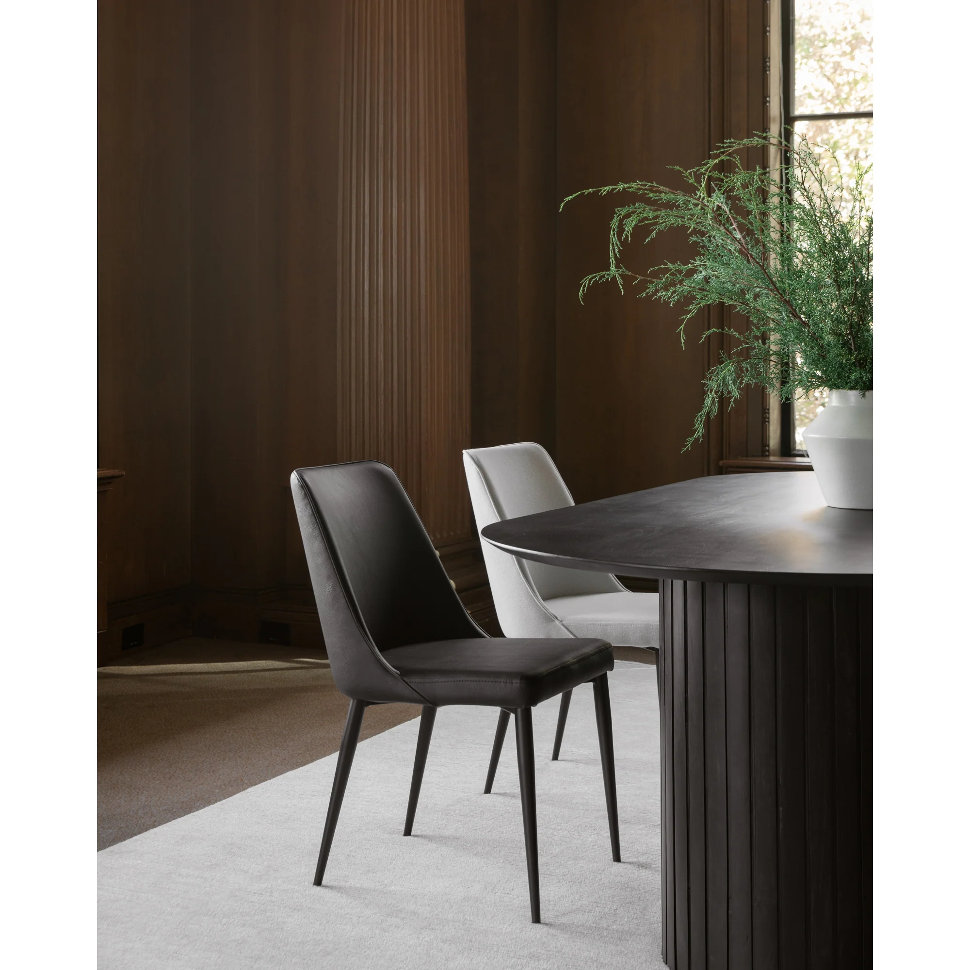 Lula Dining Chair Black Vegan Leather - Set of 2 - Image 2
