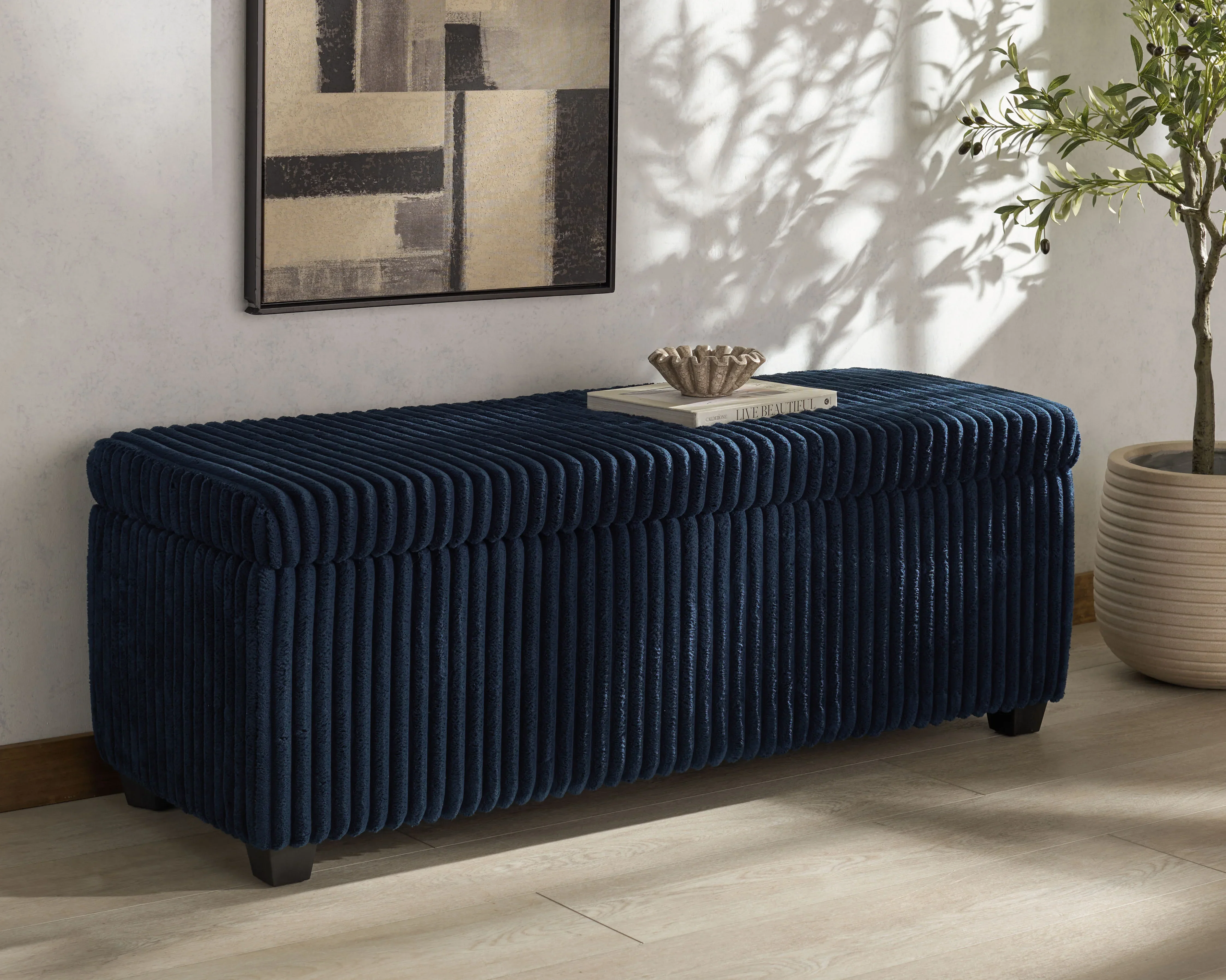 Lynzie Plush Corduroy Storage Bench - Image 24