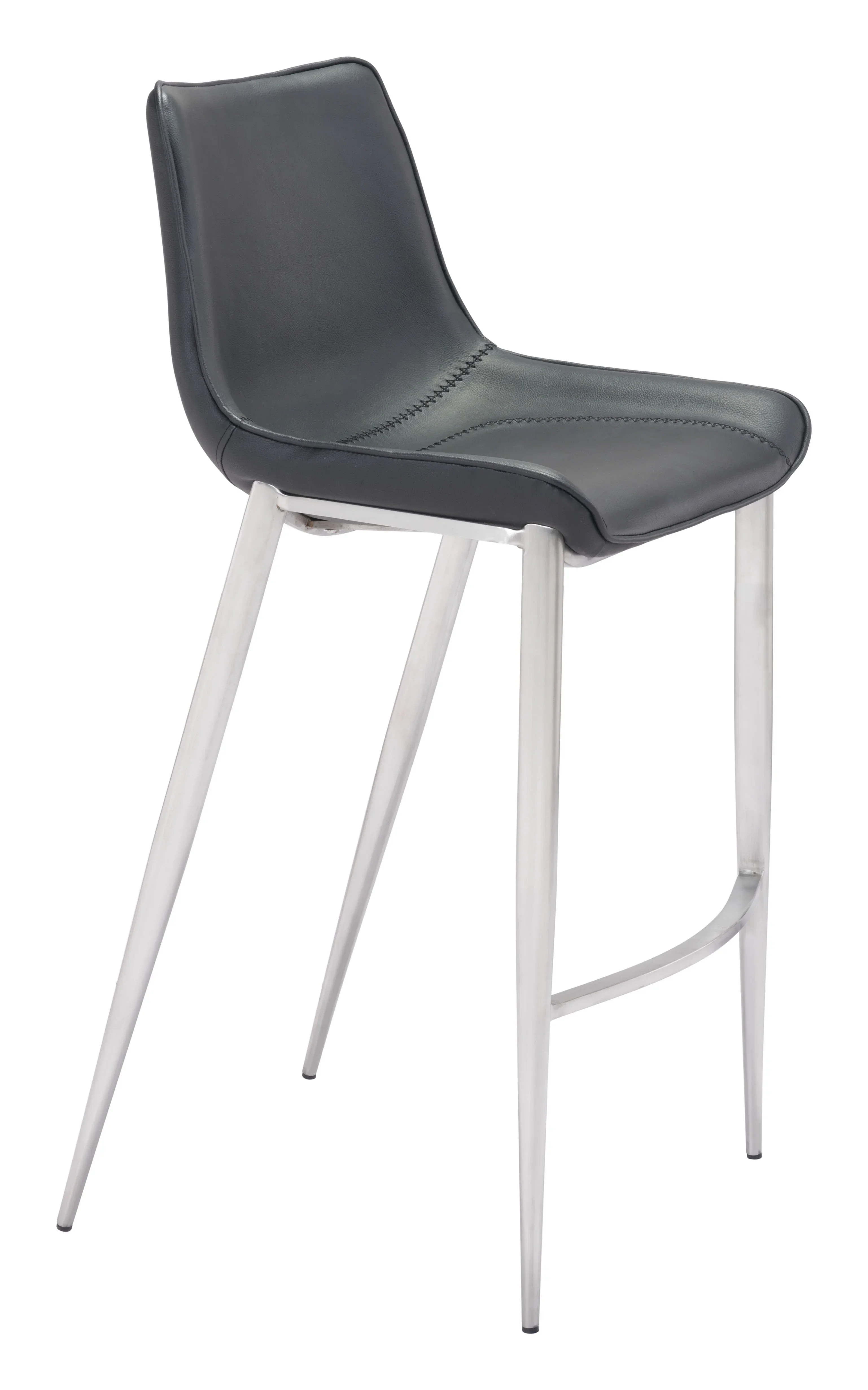 Magnus Barstool (Set of 2) Black & Silver
