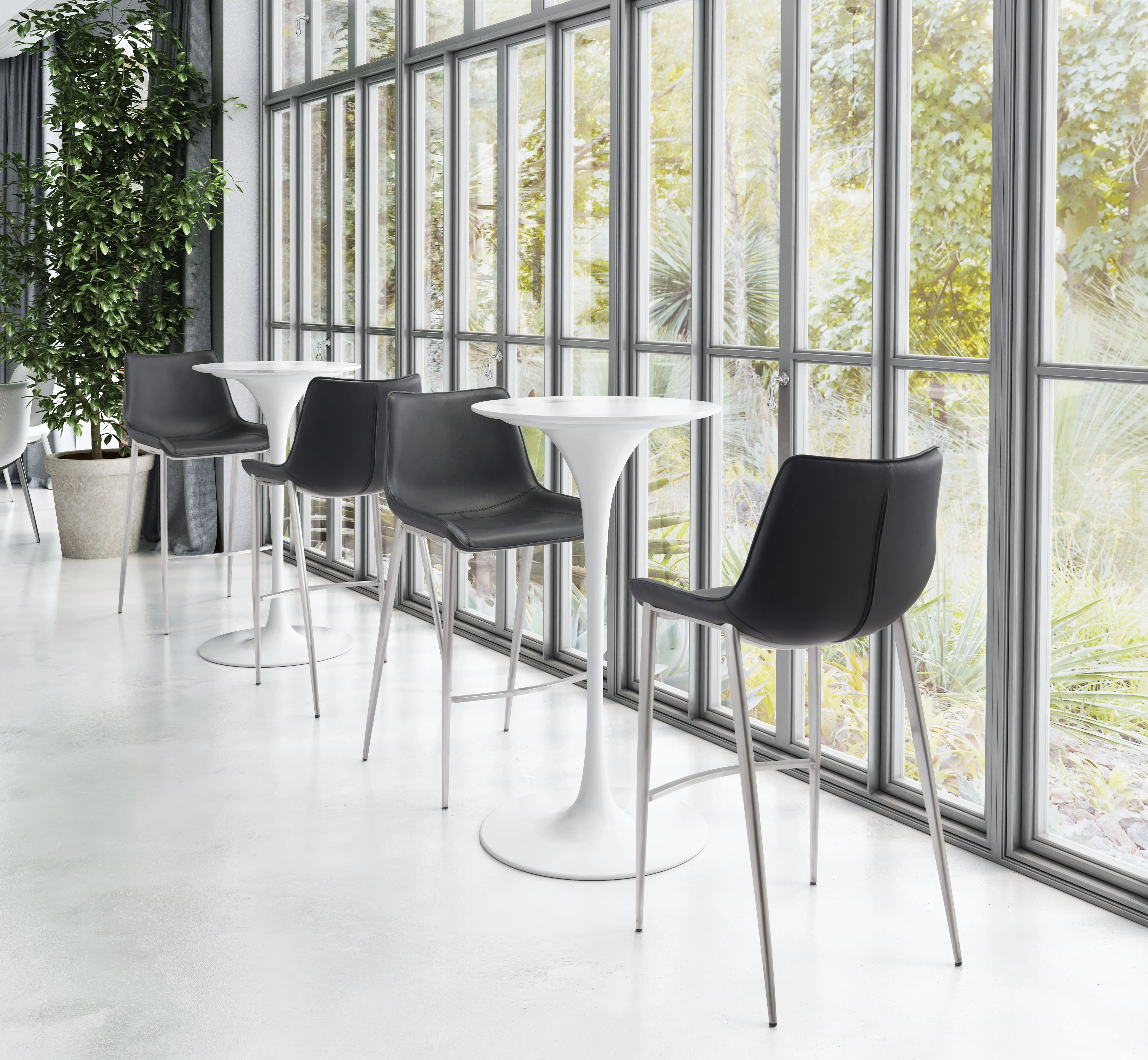 Magnus Barstool (Set of 2) Black & Silver - Image 3