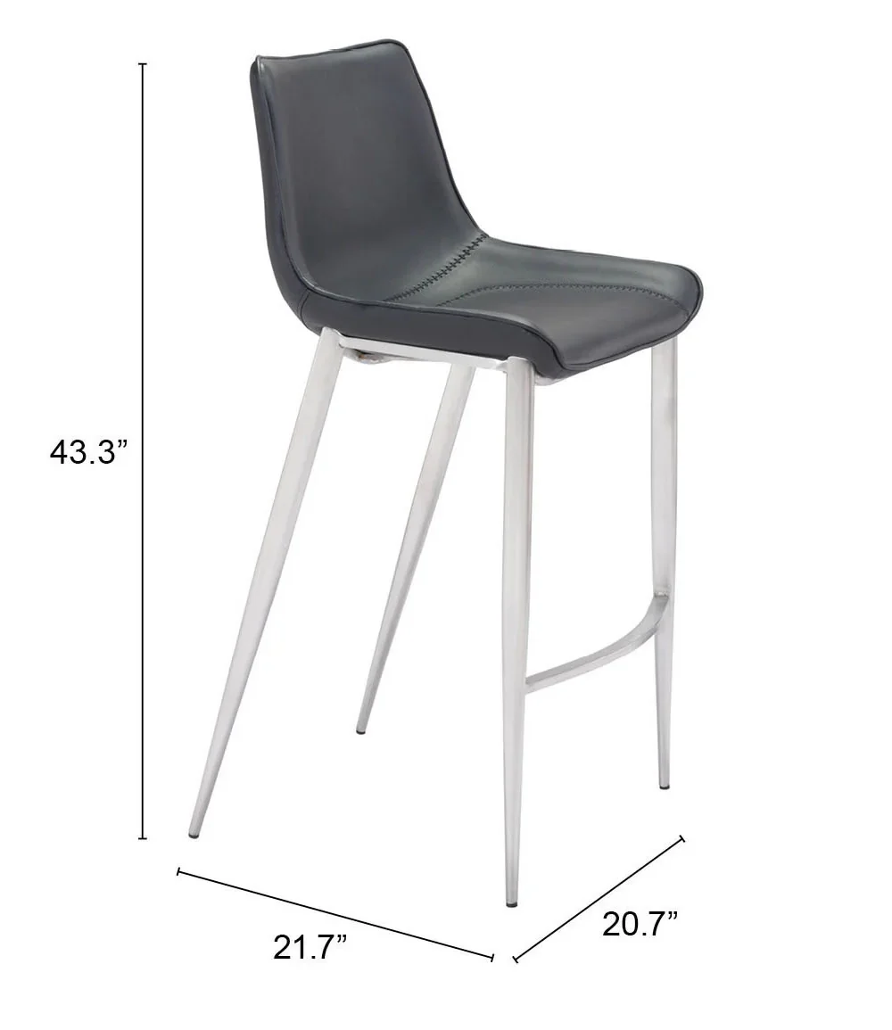 Magnus Barstool (Set of 2) Black & Silver - Image 7