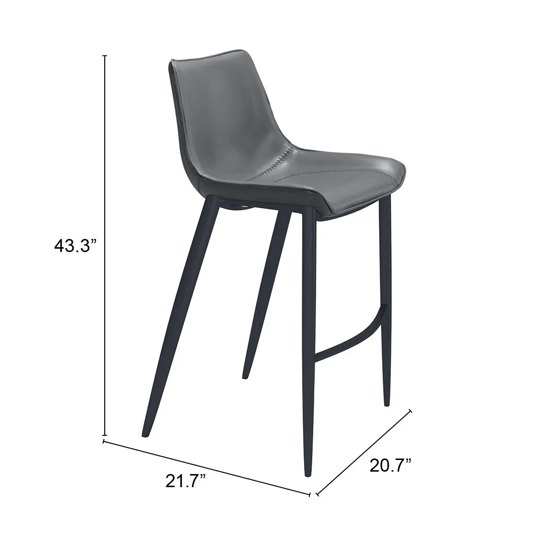 Magnus Barstool (Set of 2) Dark Gray & Black - Image 6