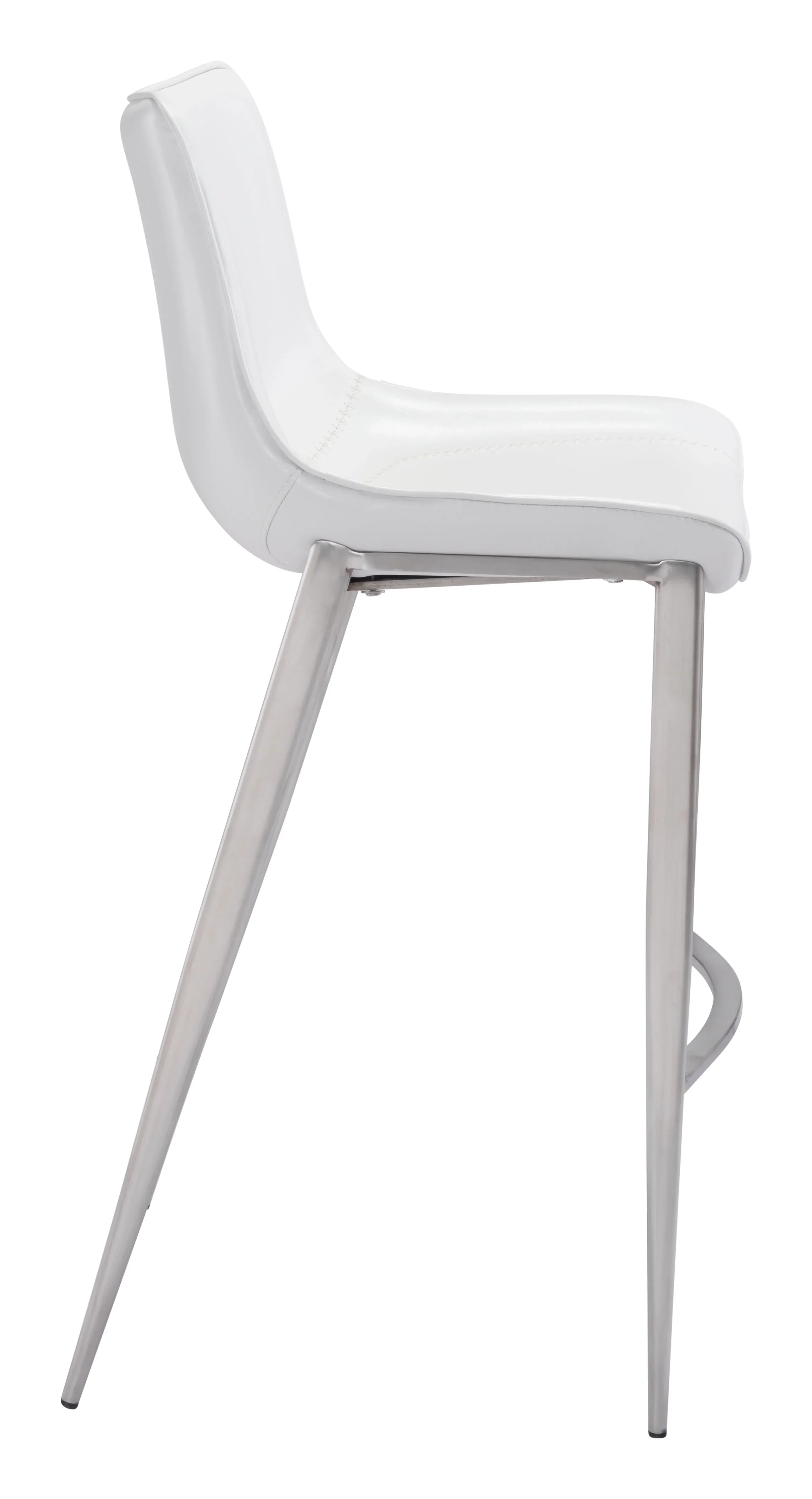 Magnus Barstool (Set of 2) White & Silver - Image 4