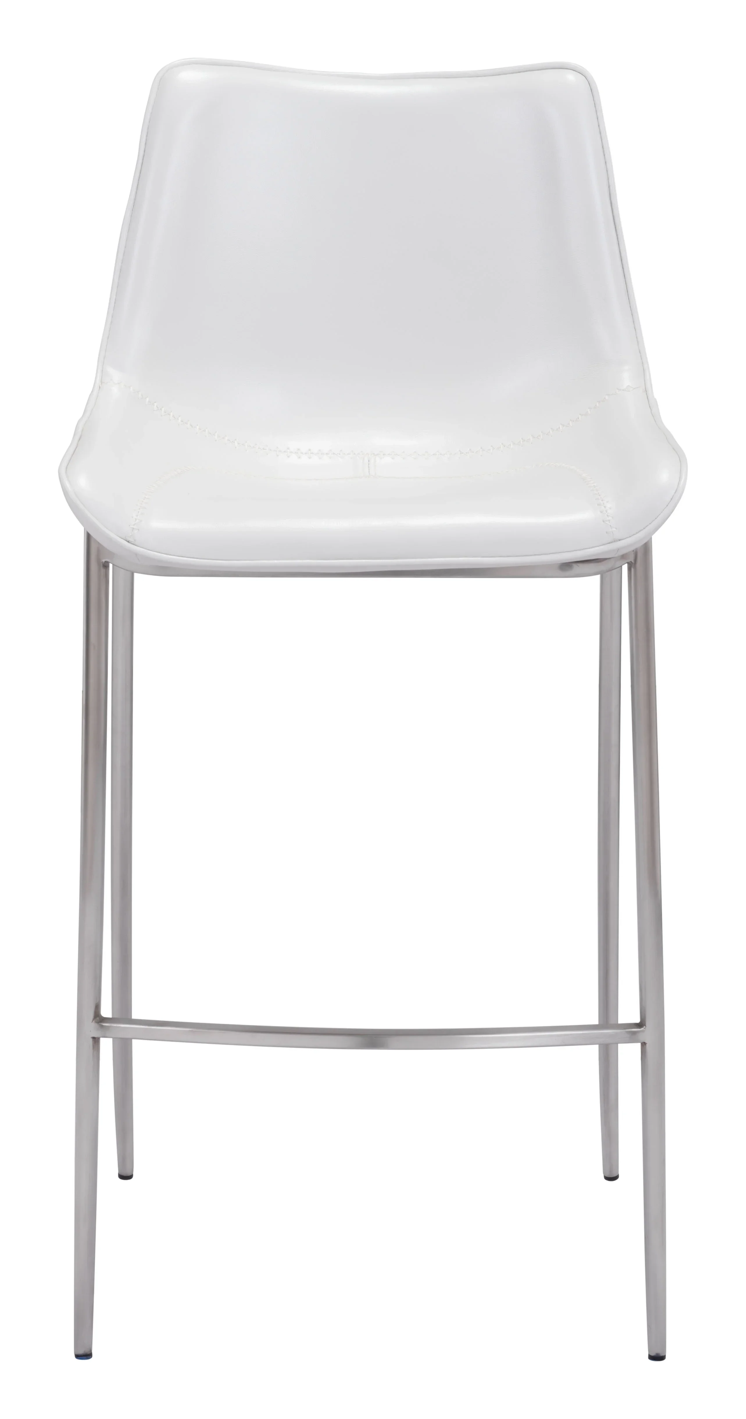 Magnus Barstool (Set of 2) White & Silver - Image 5