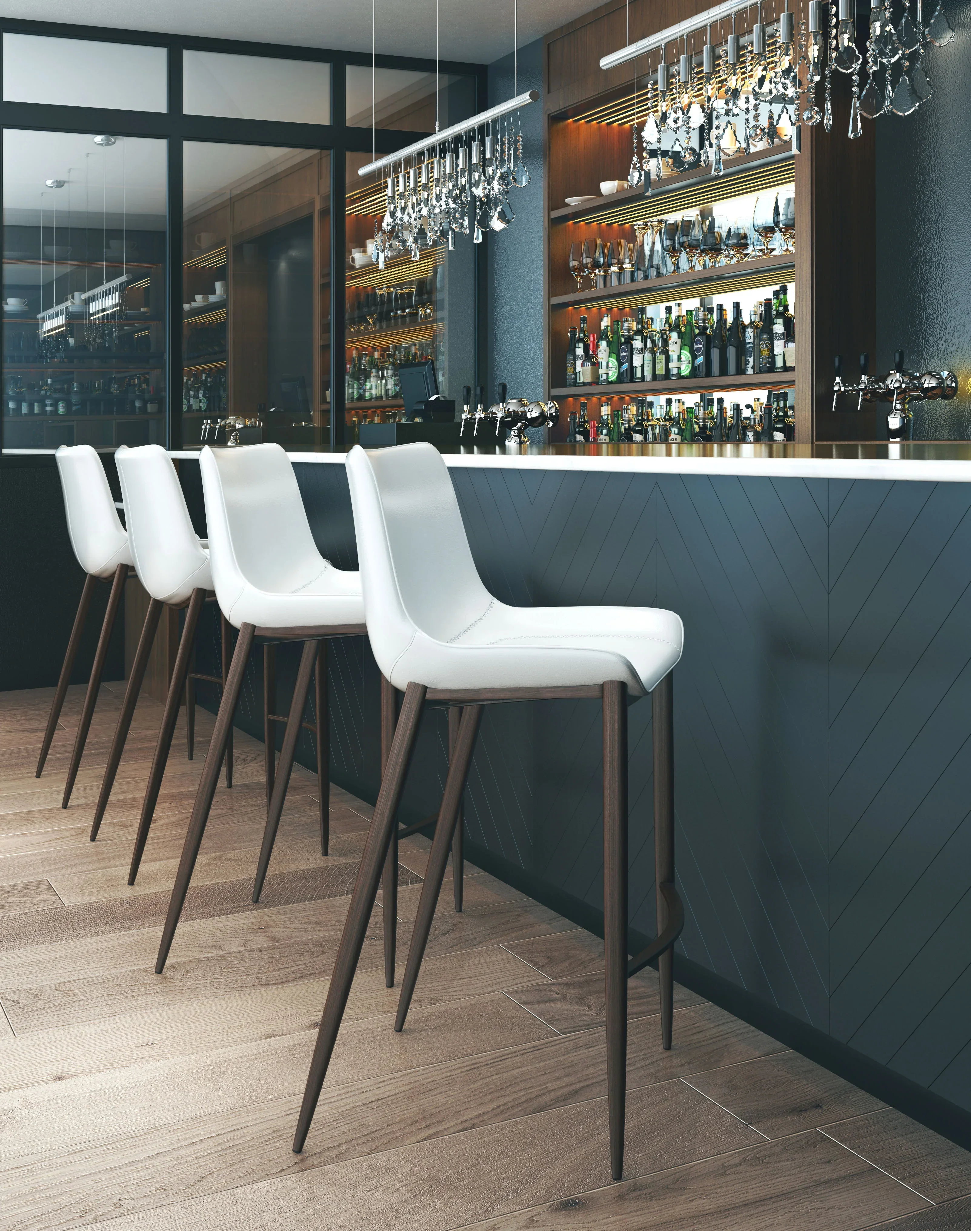 Magnus Barstool (Set of 2) White & Walnut - Image 2