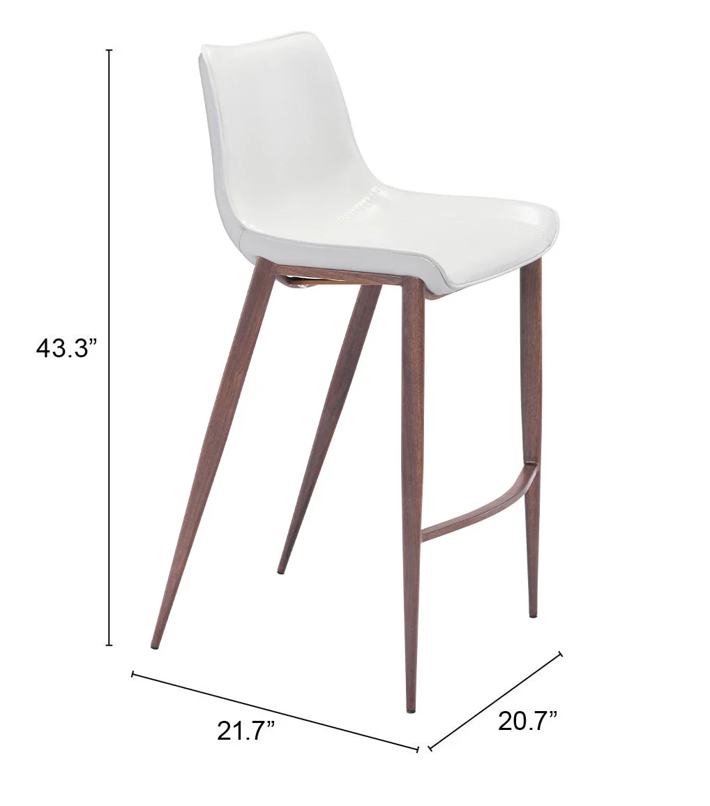 Magnus Barstool (Set of 2) White & Walnut - Image 7