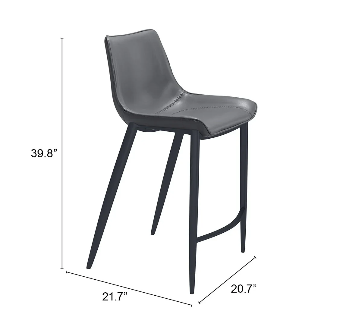 Magnus Counter Stool (Set of 2) Dark Gray & Black - Image 6