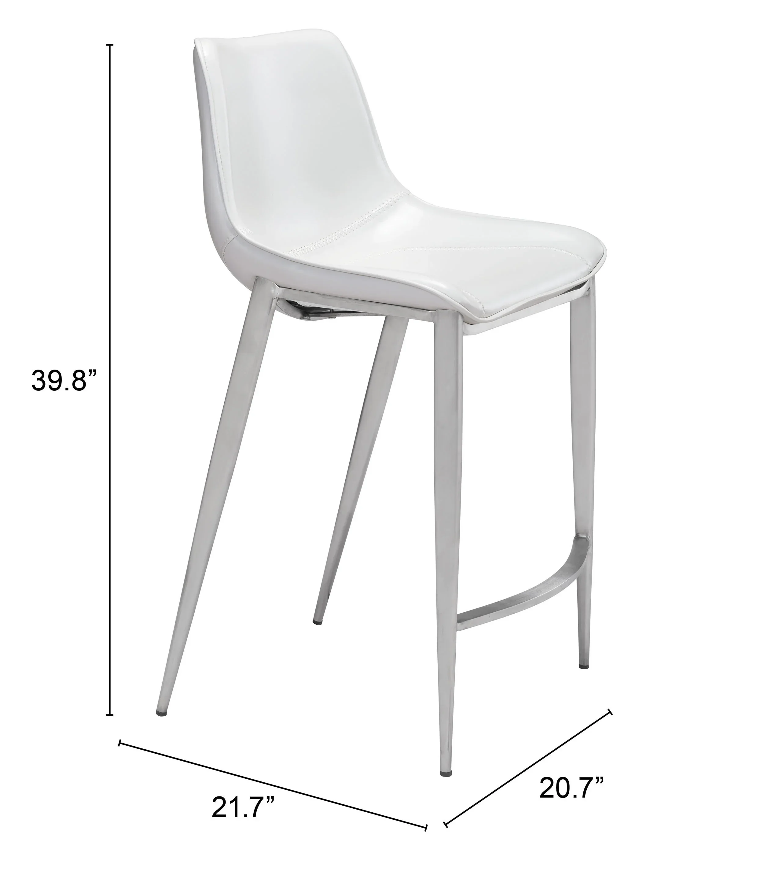 Magnus Counter Stool (Set of 2) White & Silver - Image 6