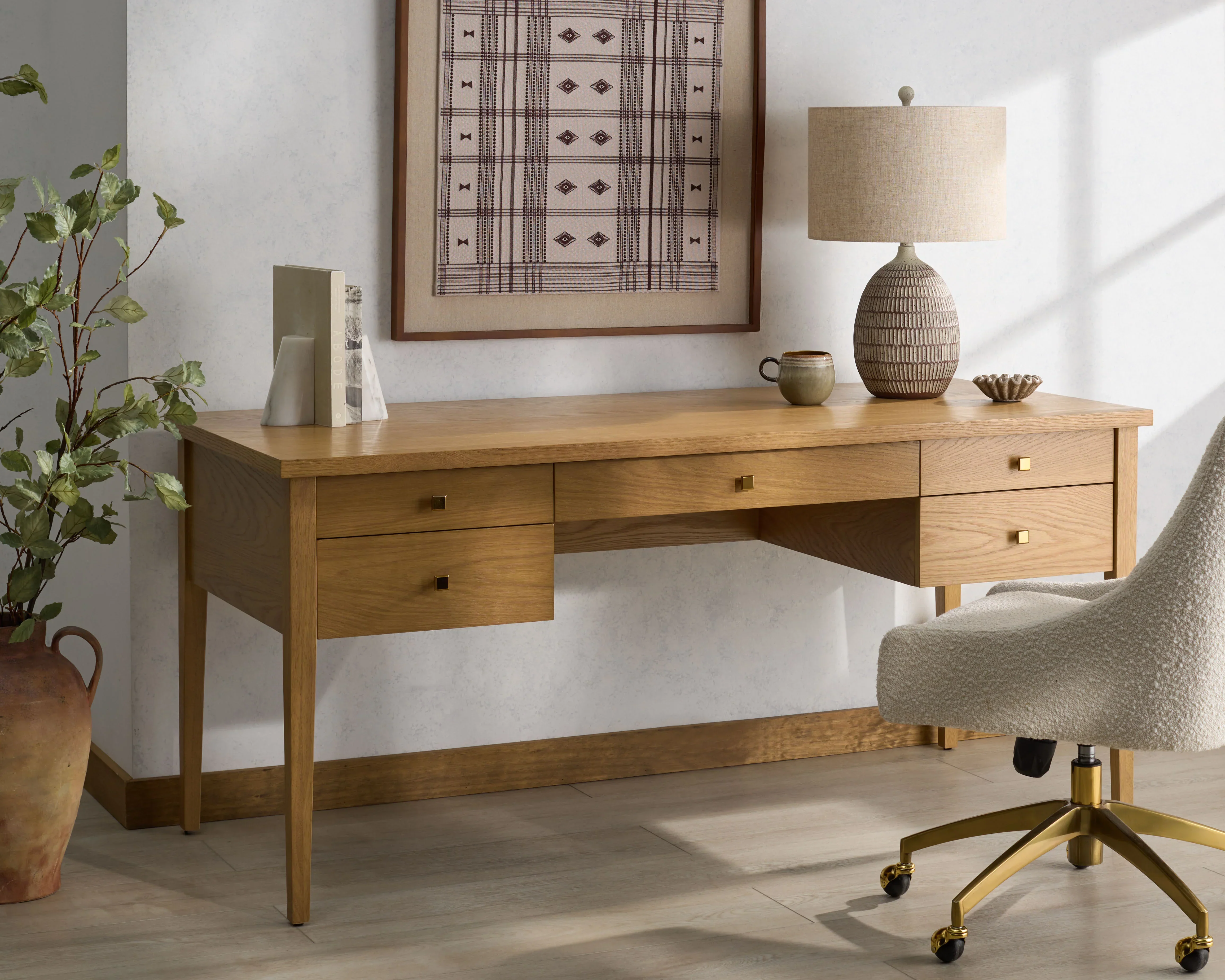 Makala 5 Drawer Wood Desk - Image 3