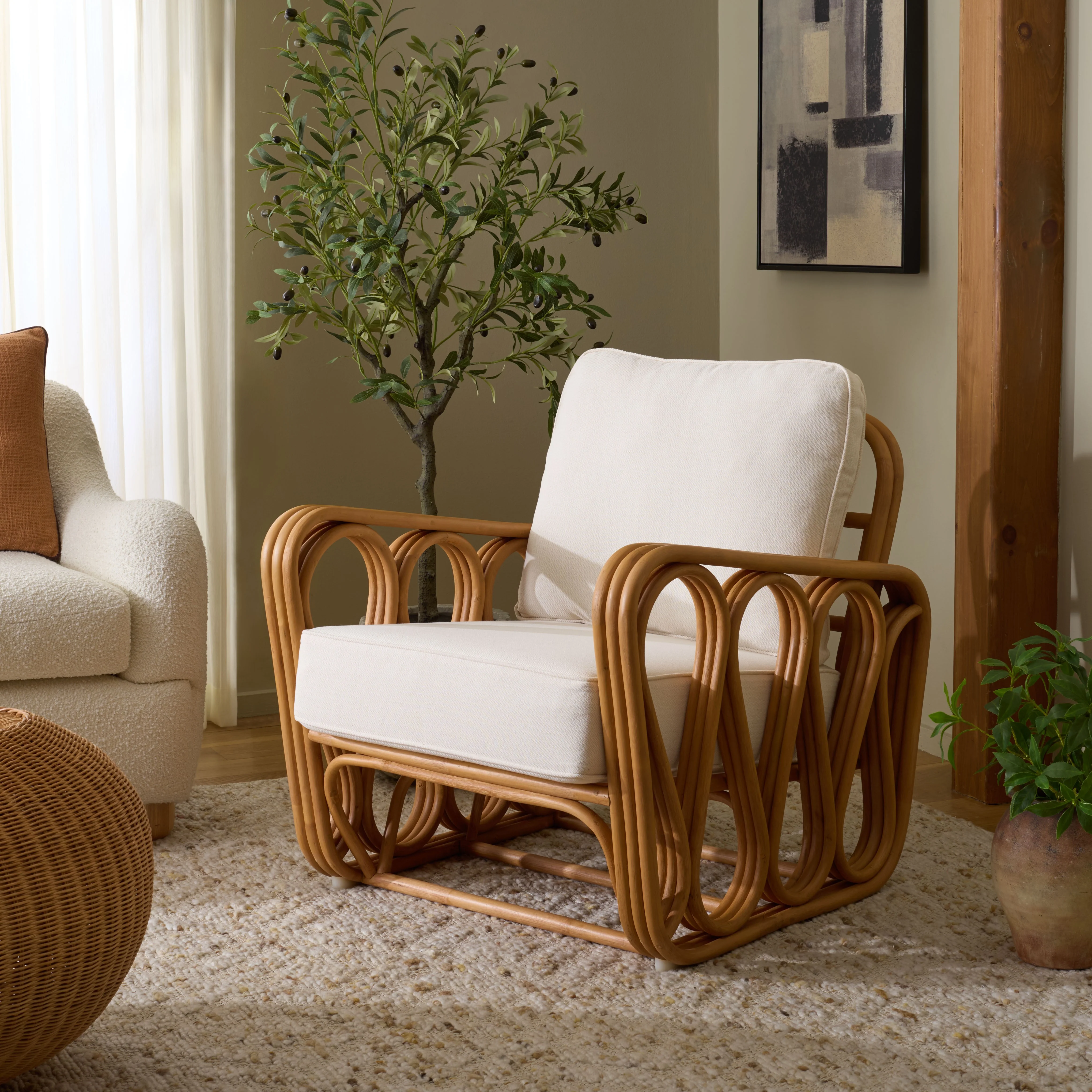 Malina Rattan Pole Accent Chair - Image 2
