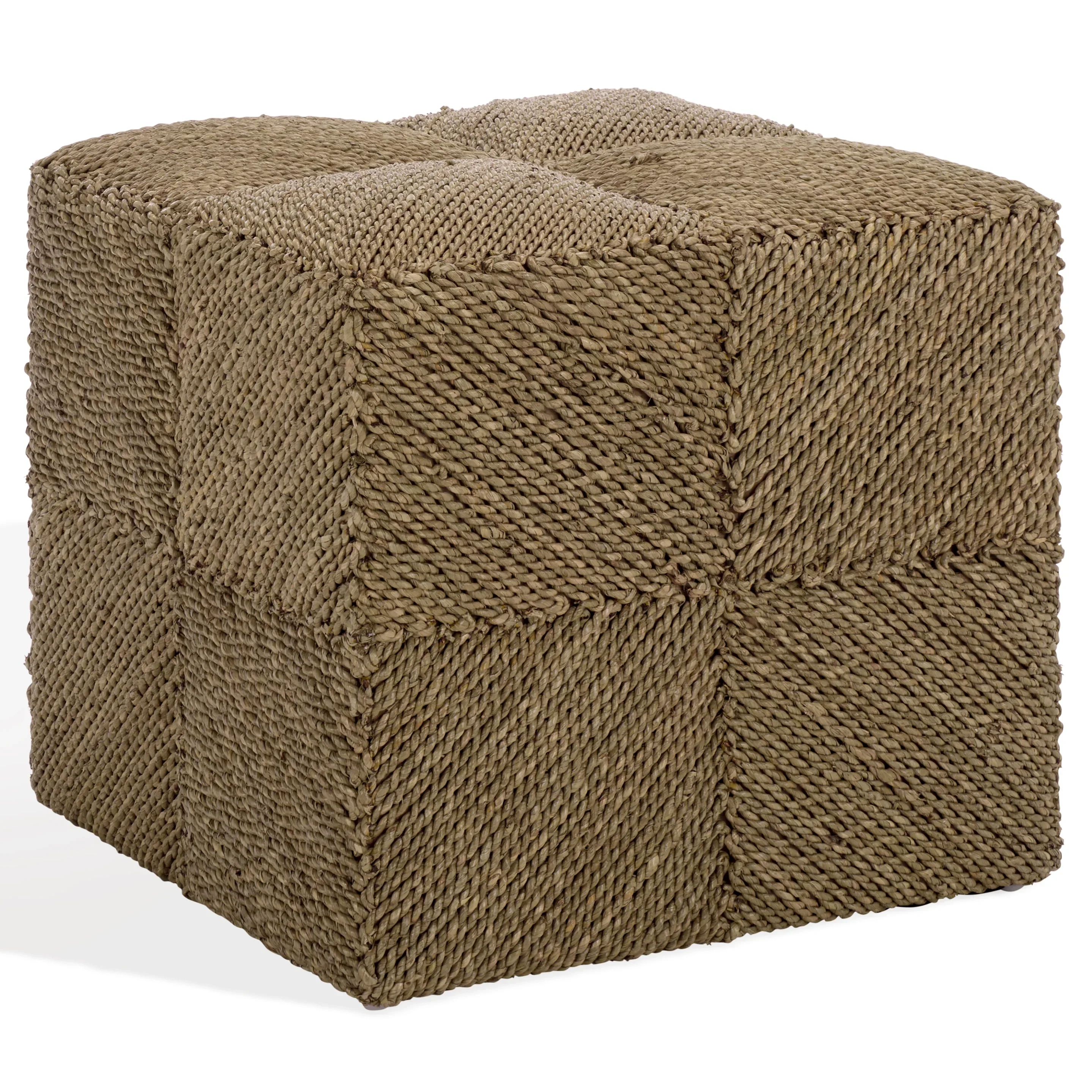Malta Woven Seagrass Square Ottoman - Image 3