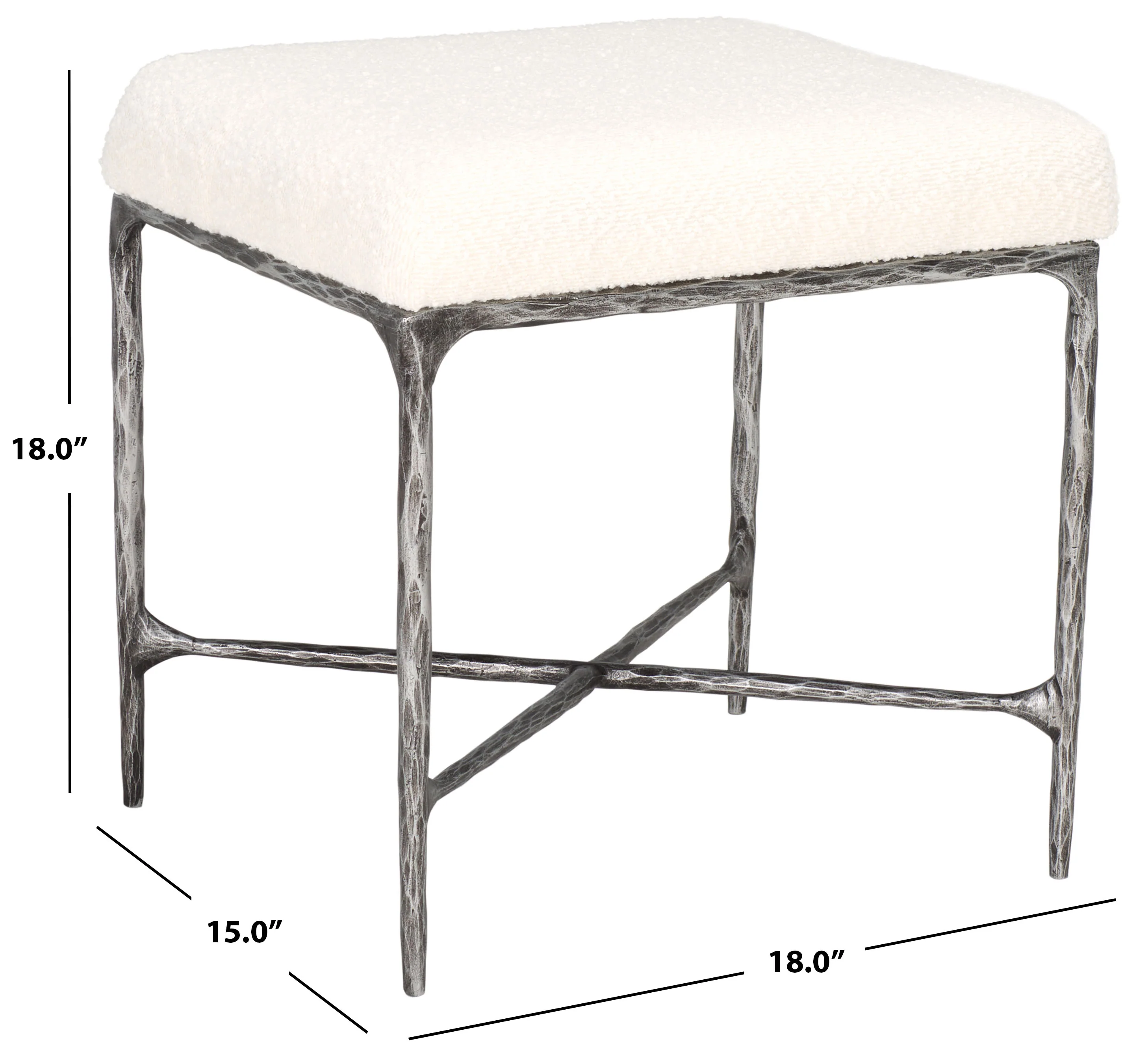 Mandy Boucle And Metal Ottoman - Image 6