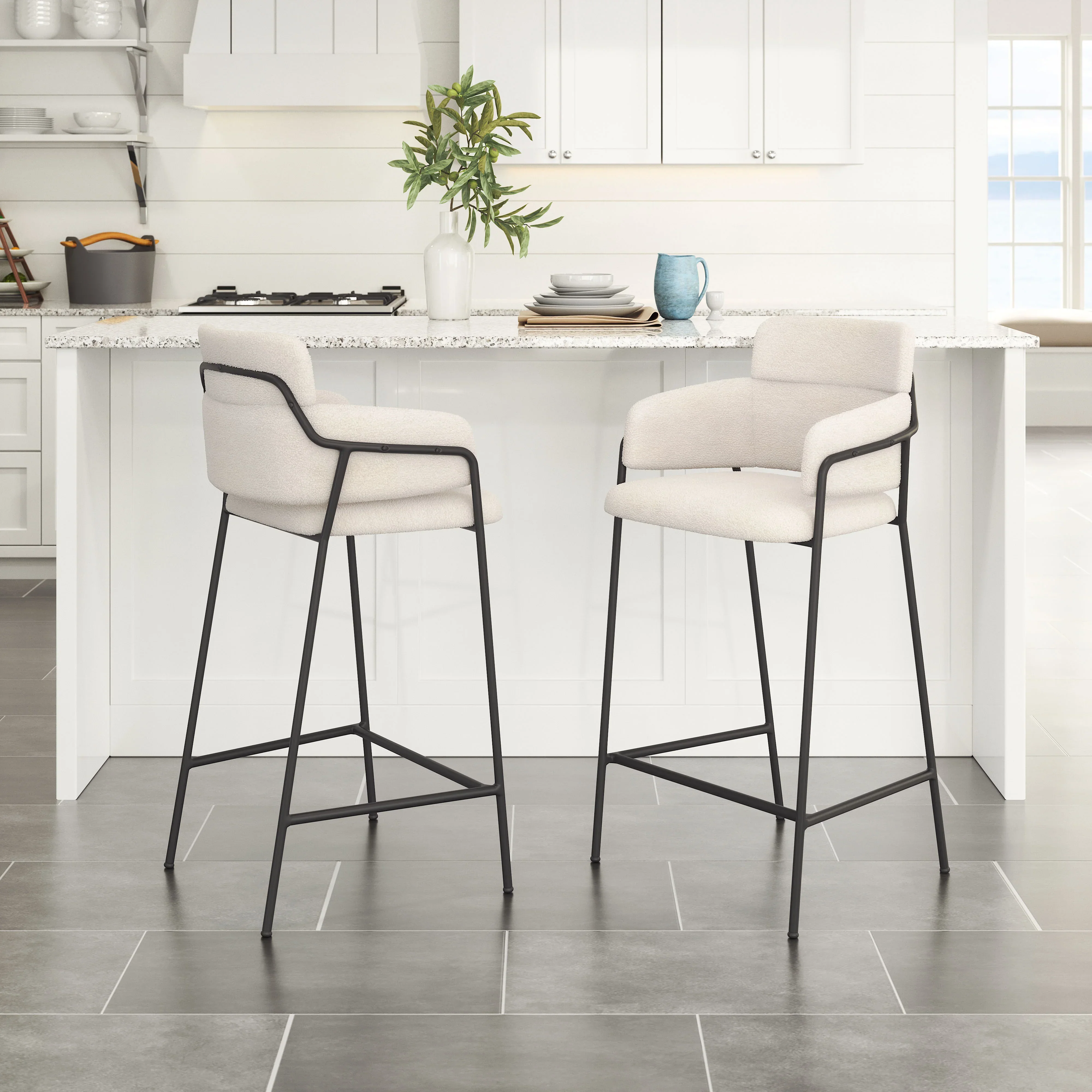 Marcel Counter Stool (Set of 2) Cream - Image 2