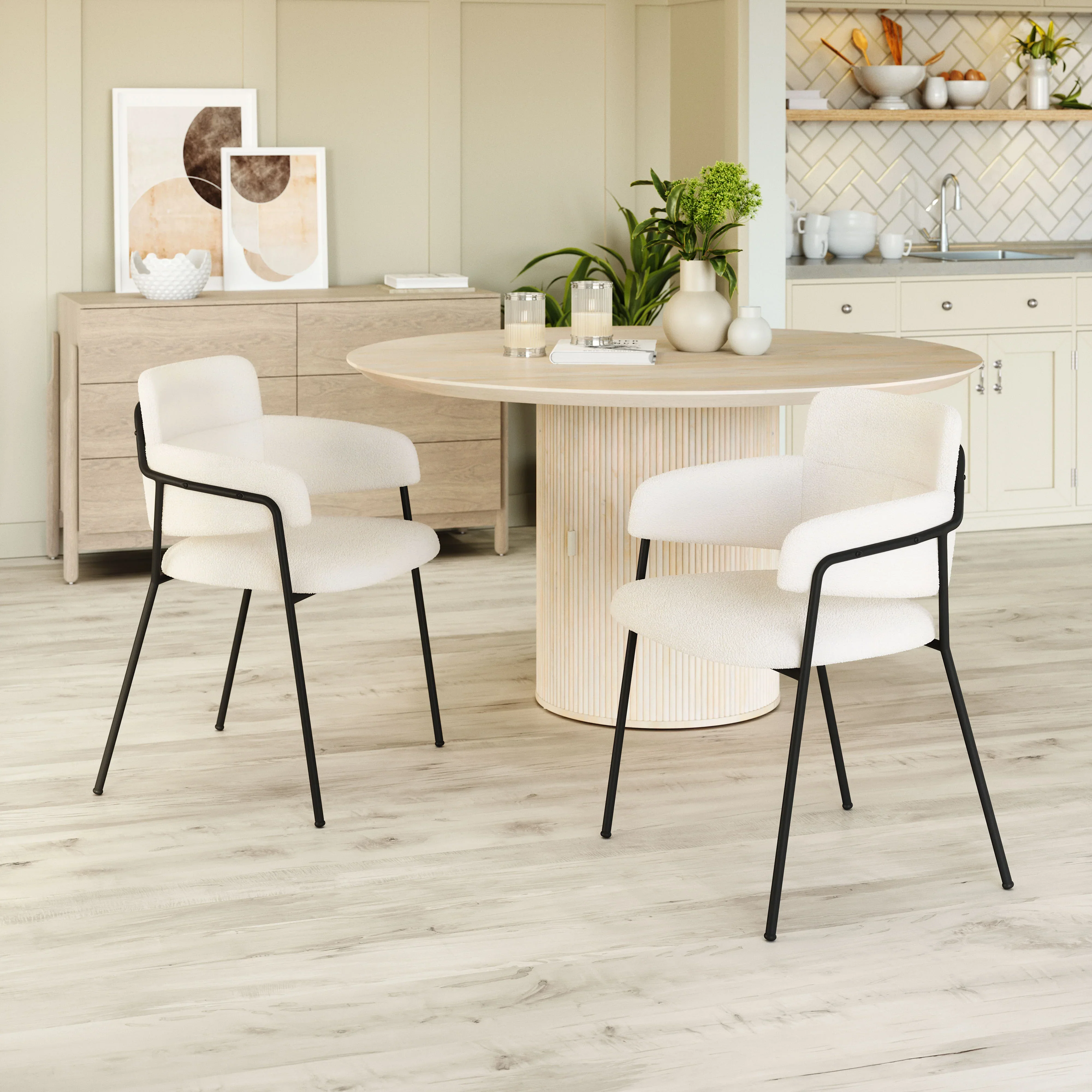 Marcel Dining Chair (Set of 2) Cream - Image 2