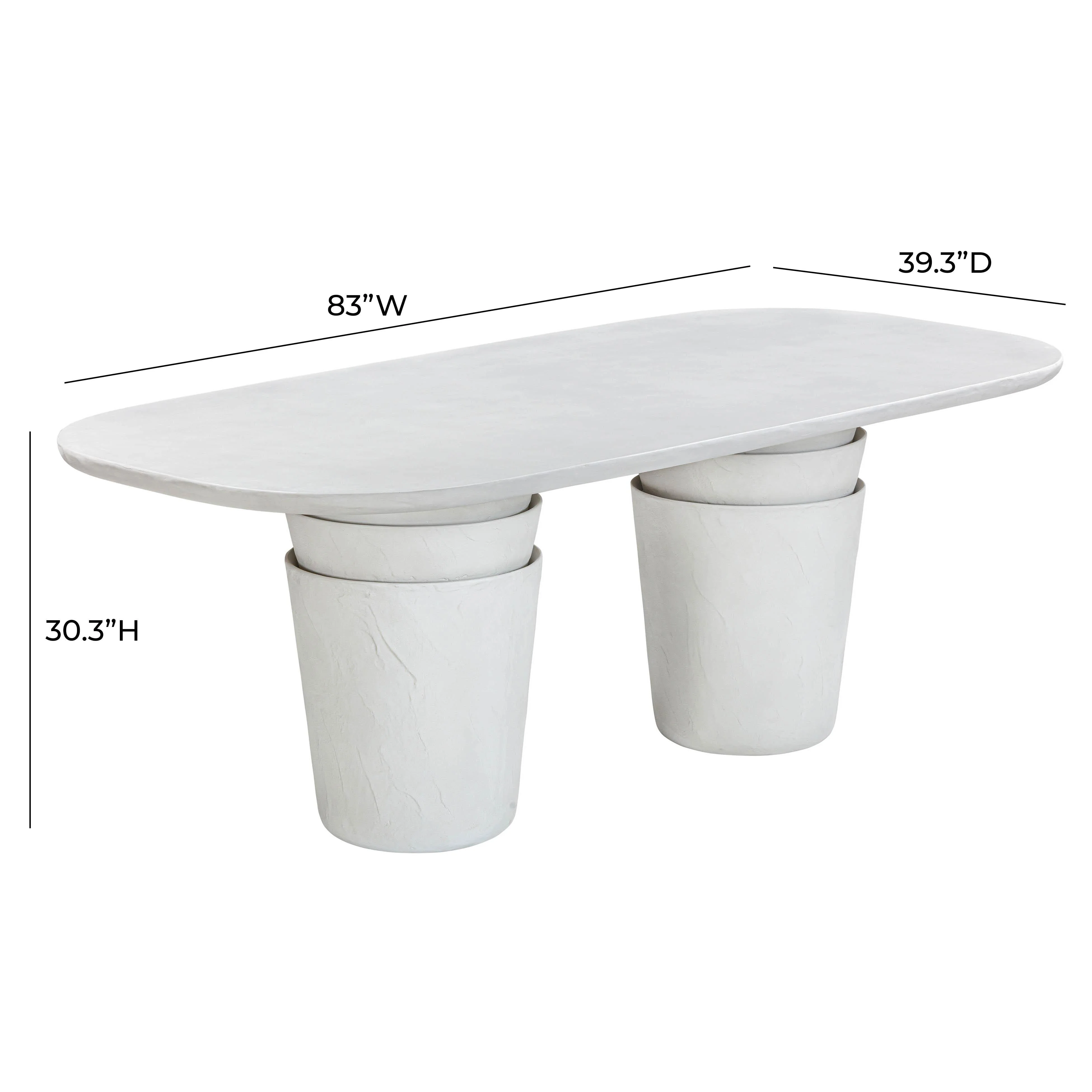 Margot Light Grey Faux Plaster Indoor / Outdoor Concrete Dining Table - Image 7