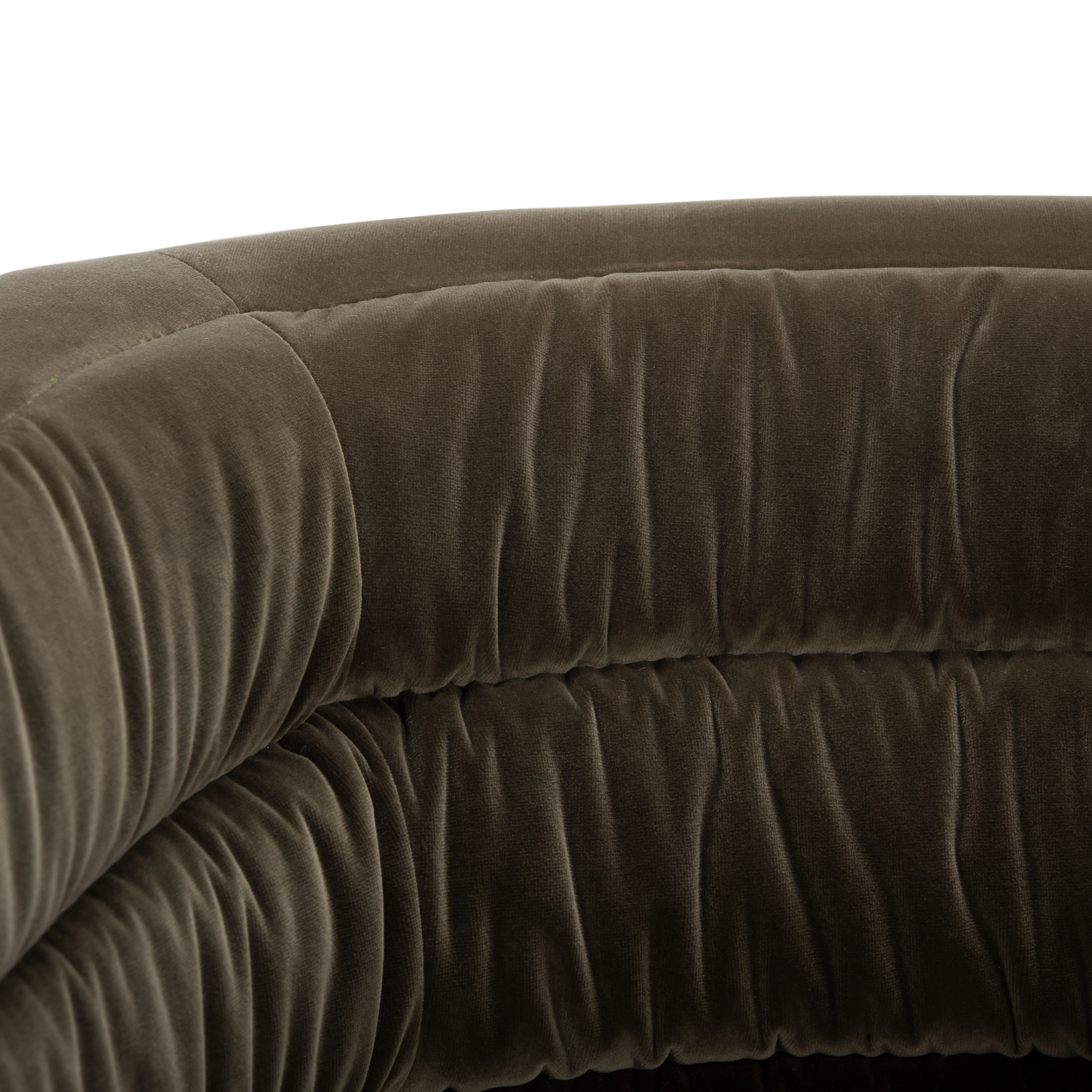 Marie Velvet Swivel Tub Chair/Olive/Steel - Image 5