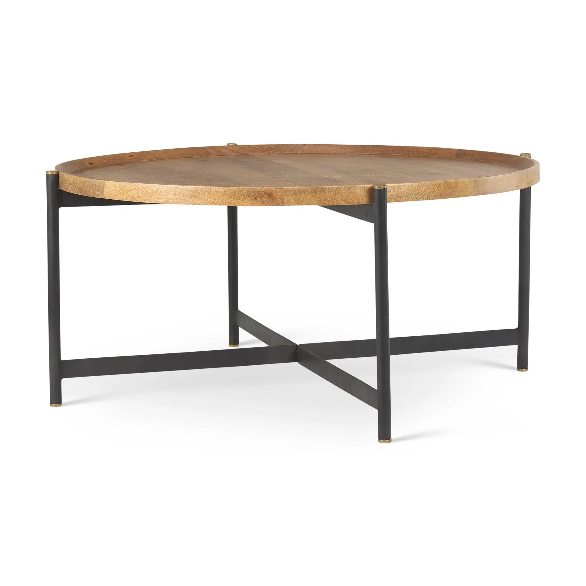 Marquisa Medium Brown Wood W/Black Metal Large Coffee Table