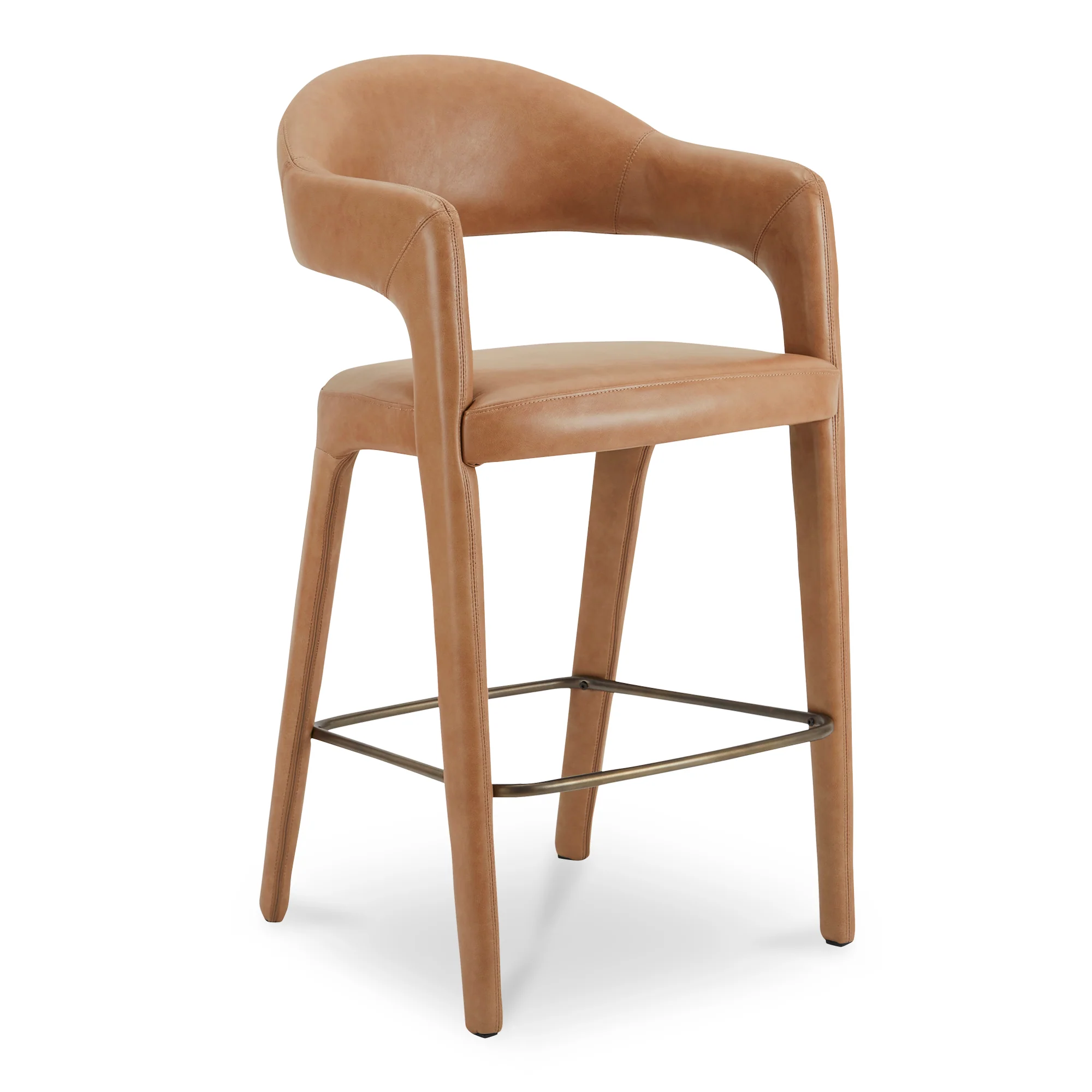 Martens Bar Stool Brown Leather - Set of 2 - Image 2