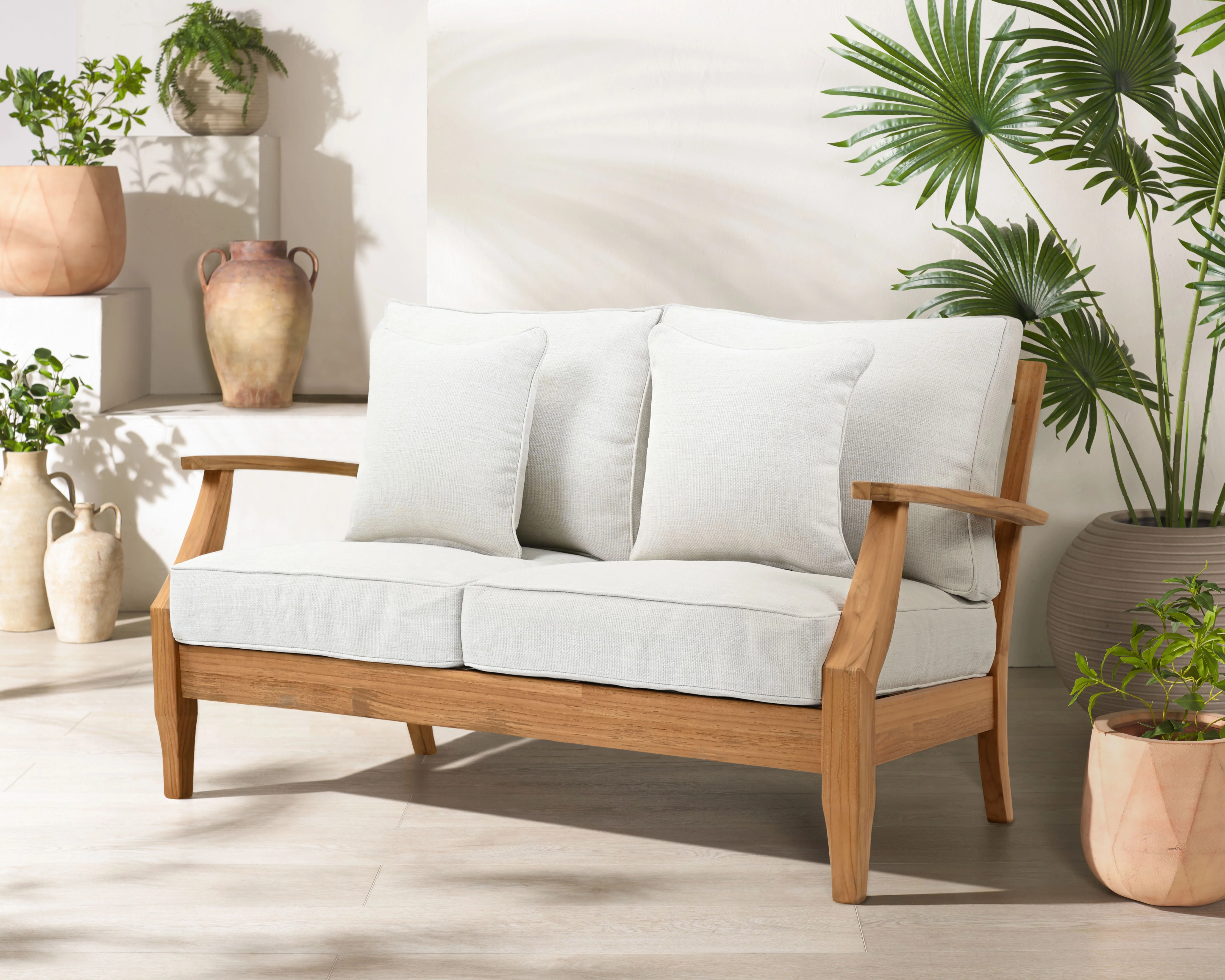 Martinique Teakwood Patio Loveseat - Image 11