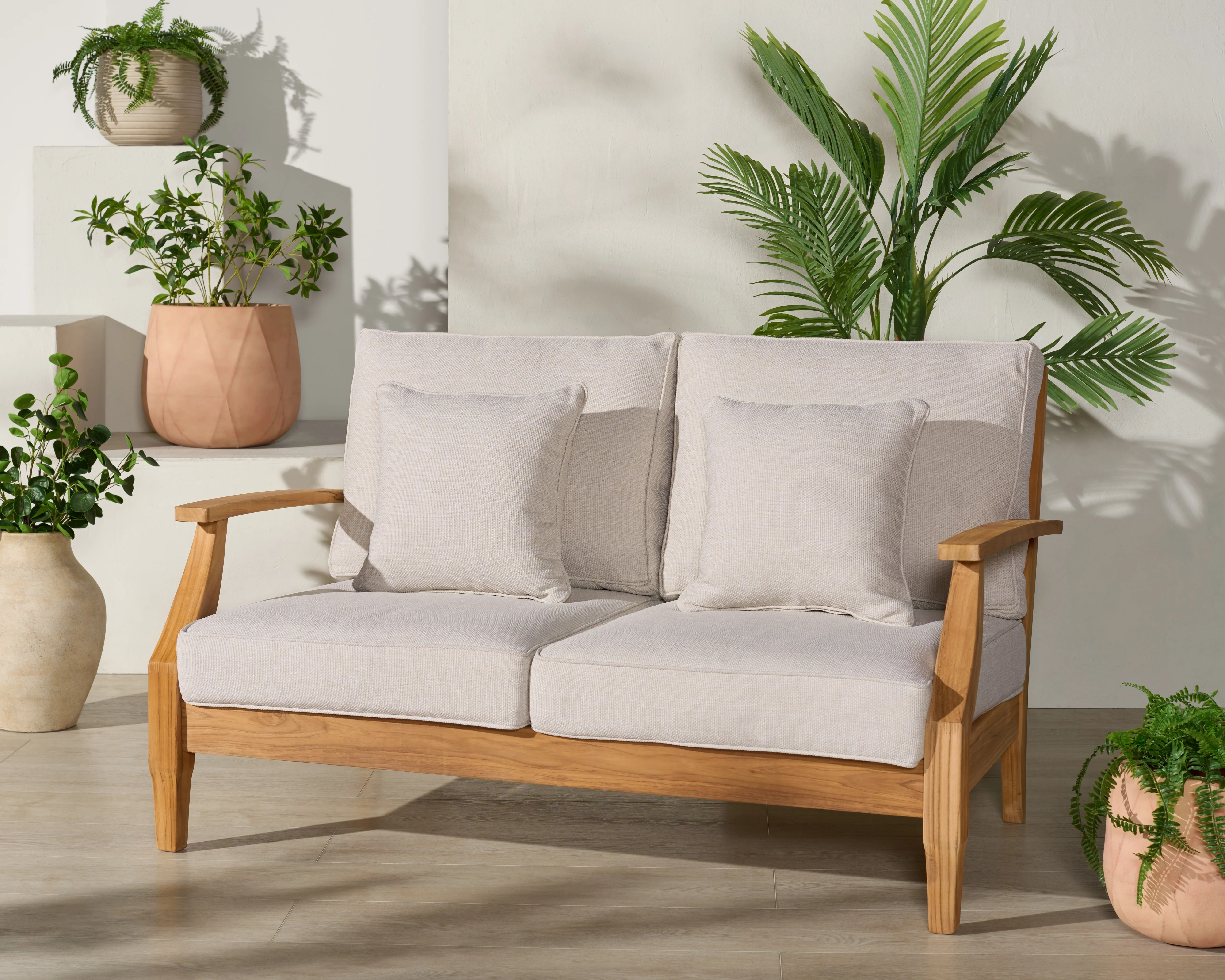 Martinique Teakwood Patio Loveseat - Image 18