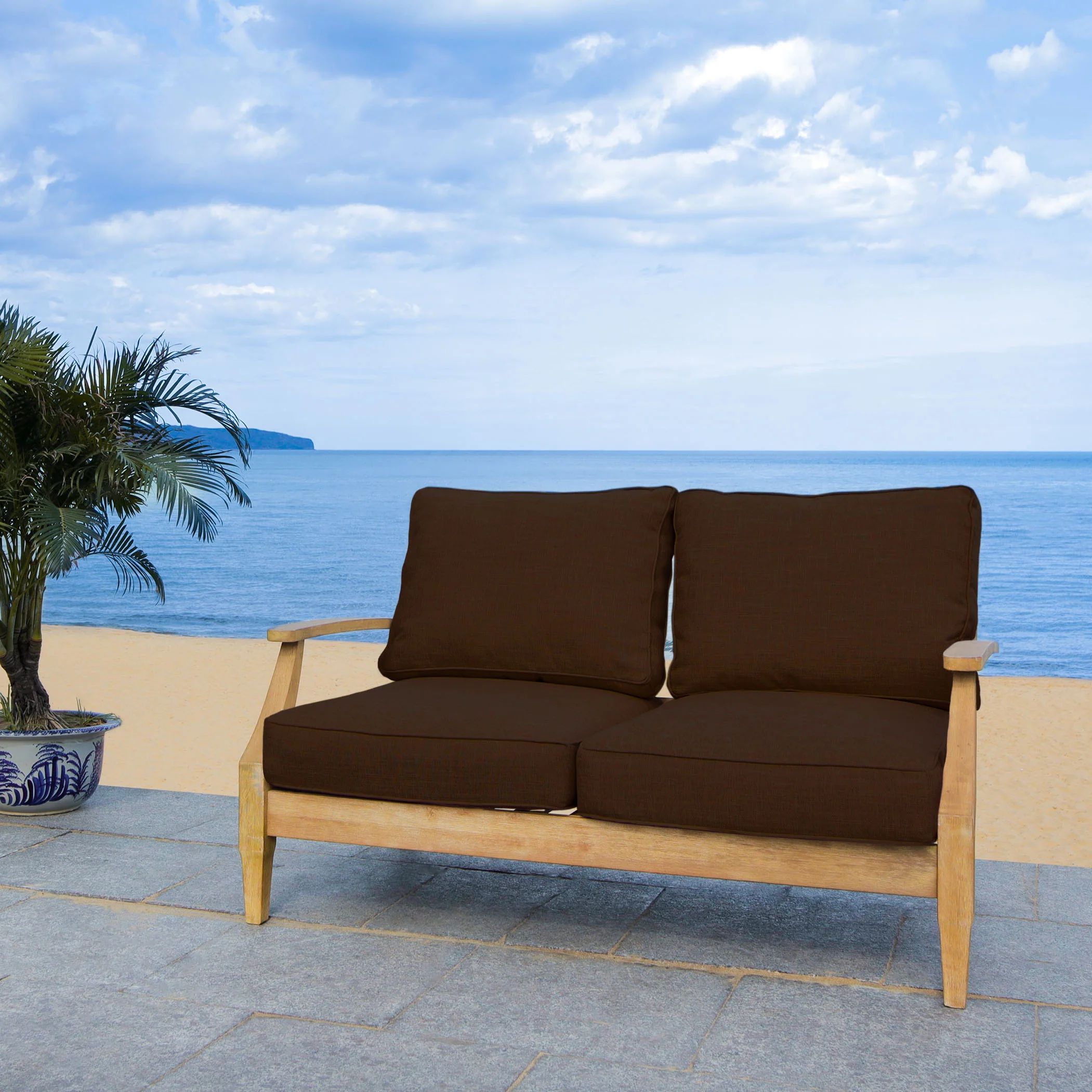 Martinique Wood Patio Loveseat - Image 48