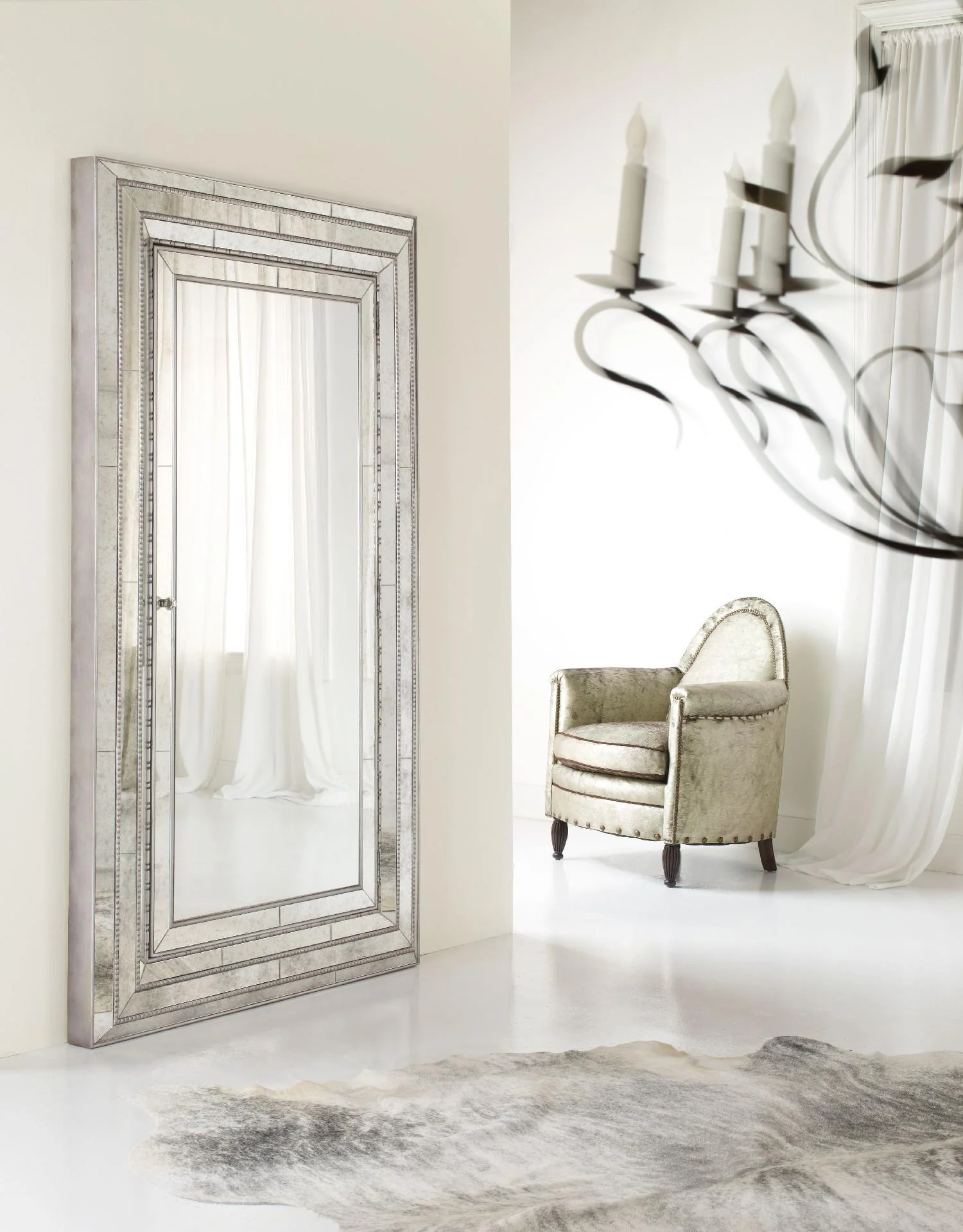 Melange Glamour Floor Mirror withJewelry Armoire Storage - Image 2