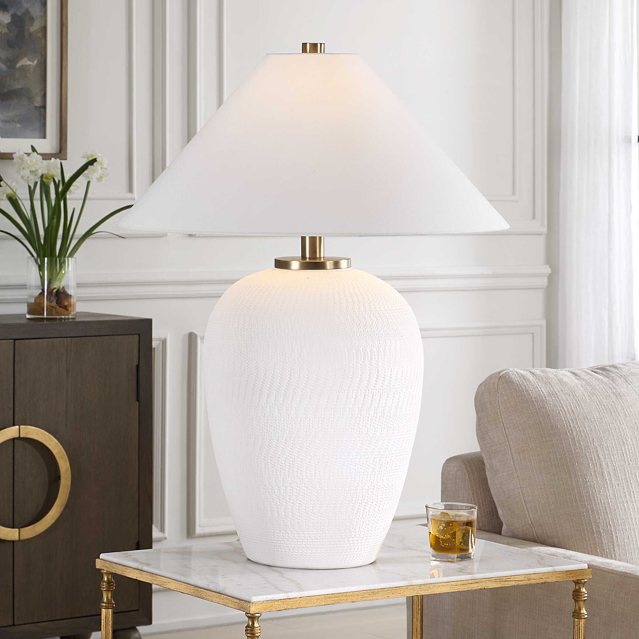 Merriton Matt White Table Lamp - Image 2