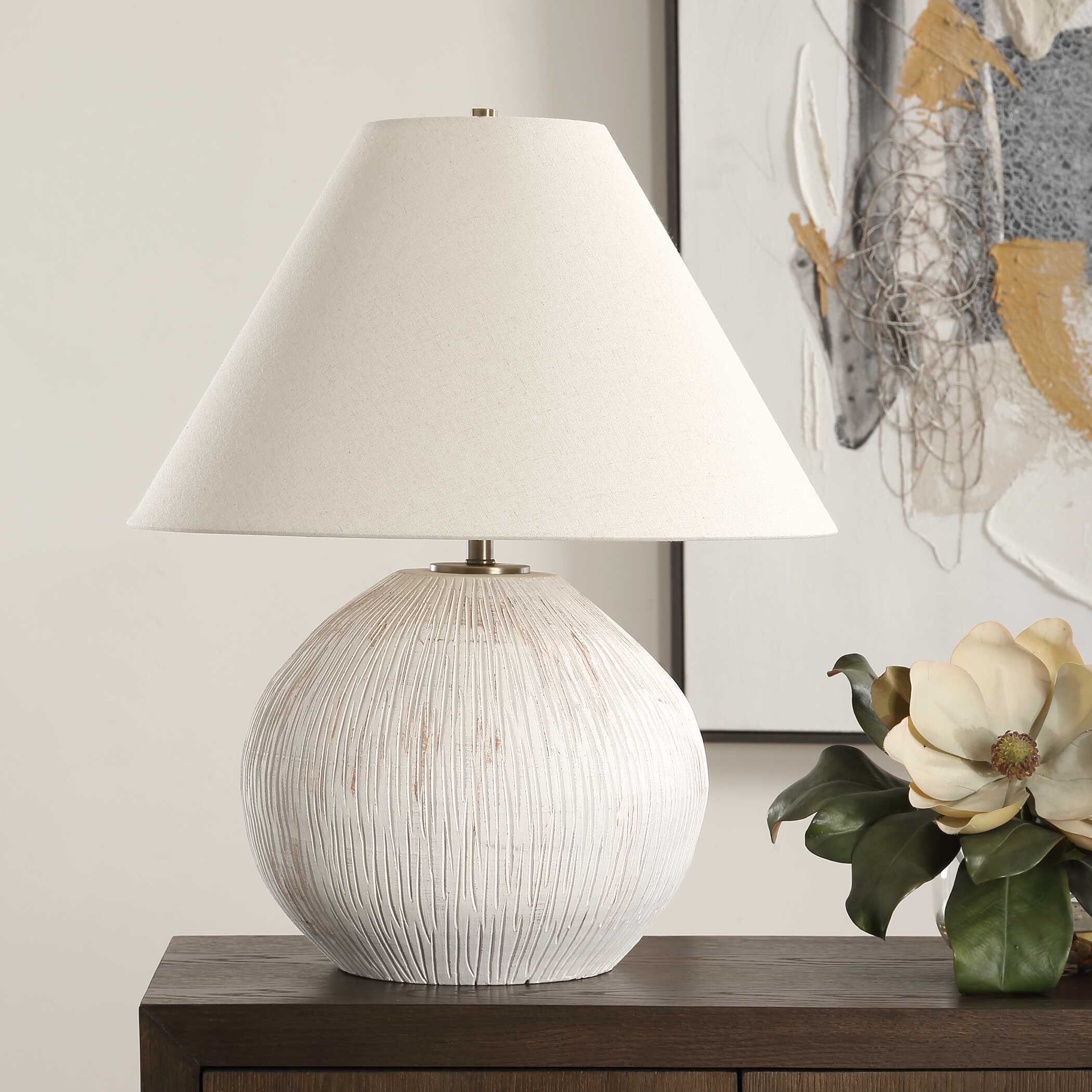 Meryl Aged White Table Lamp - Image 3