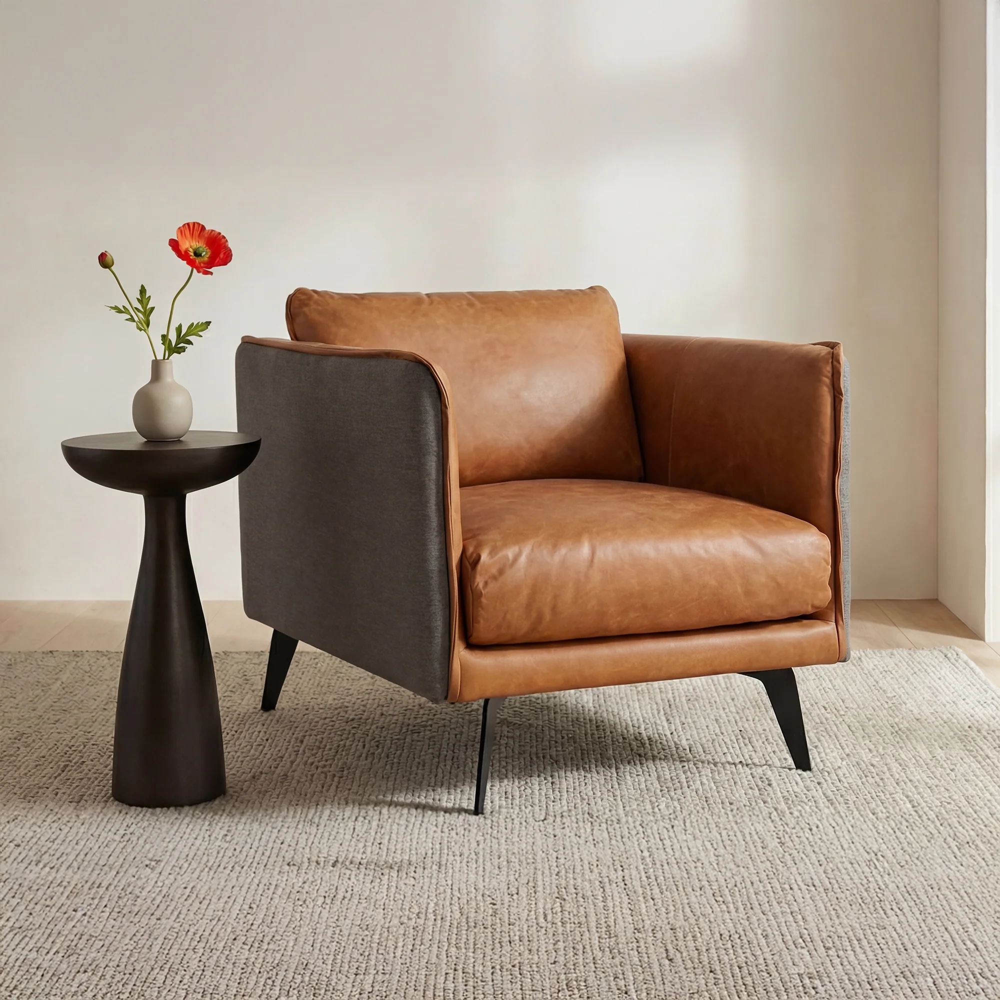 Messina Leather Arm Chair Cigare Tan Leather - Image 2